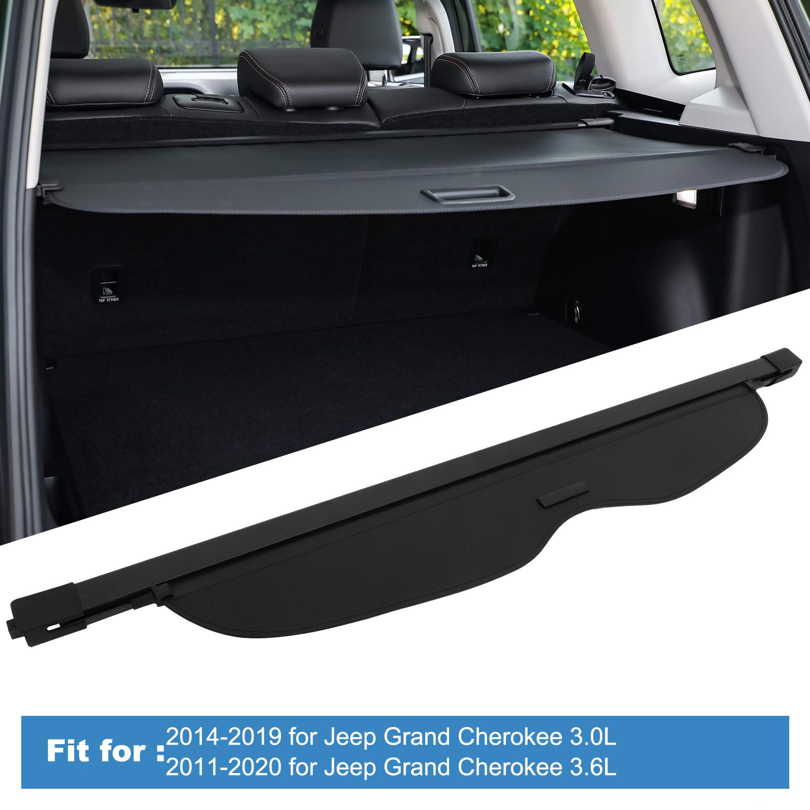 ECCPP Retractable Cargo Cover for 2011-2021 Jeep Grand Cherokee - Flexible Trunk Shade & Luggage Security Tonneau Cover | Perfect for Road Trips, Camping & Daily Storage Protection