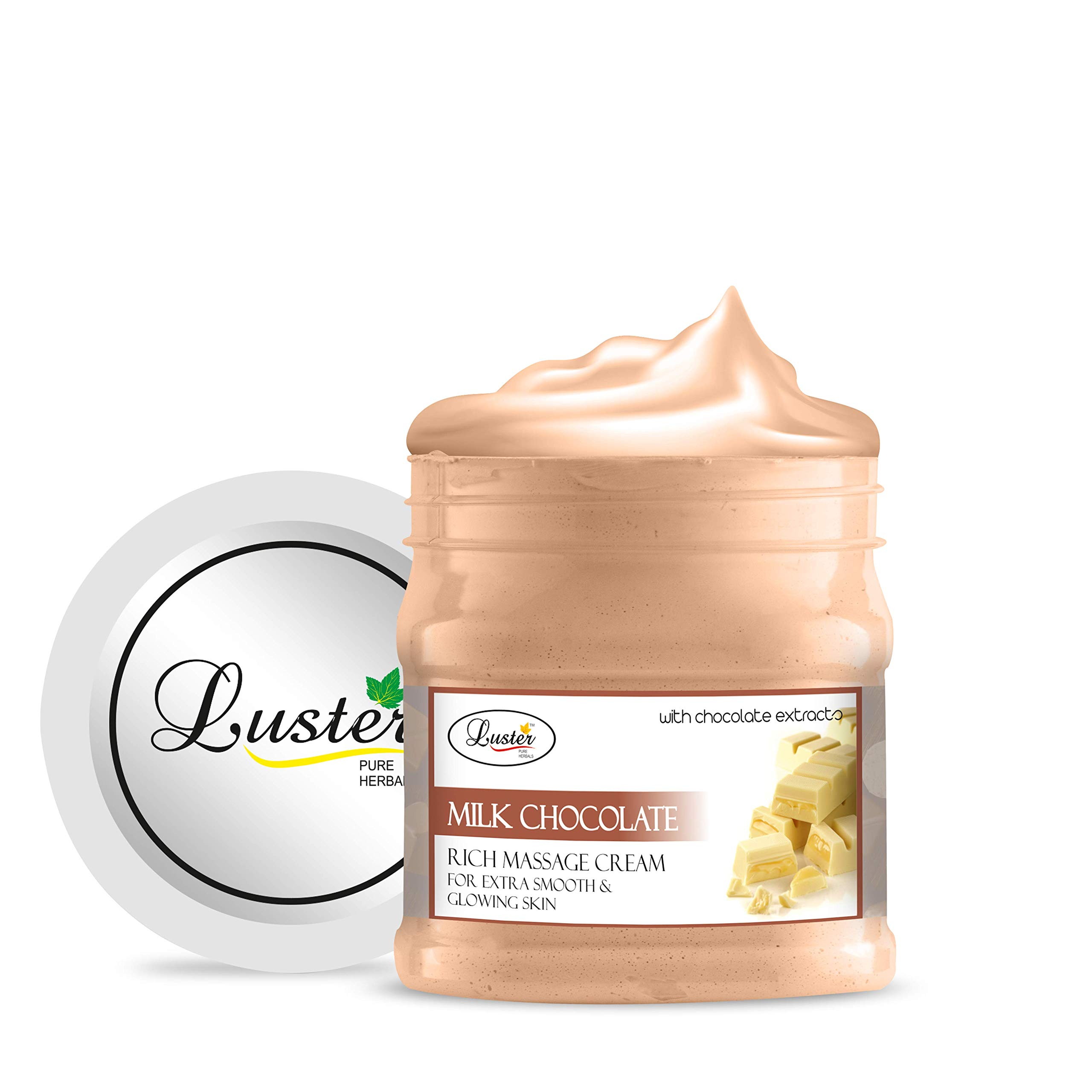 Luster Milk Chocolate Rich Facial Massage Cream - 500ml | Deep Hydration & Instant Glow | Paraben & Sulfate Free Skincare for Men & Women | Perfect for Spa Day, Self-Care Routine & Relaxing Massage at Home