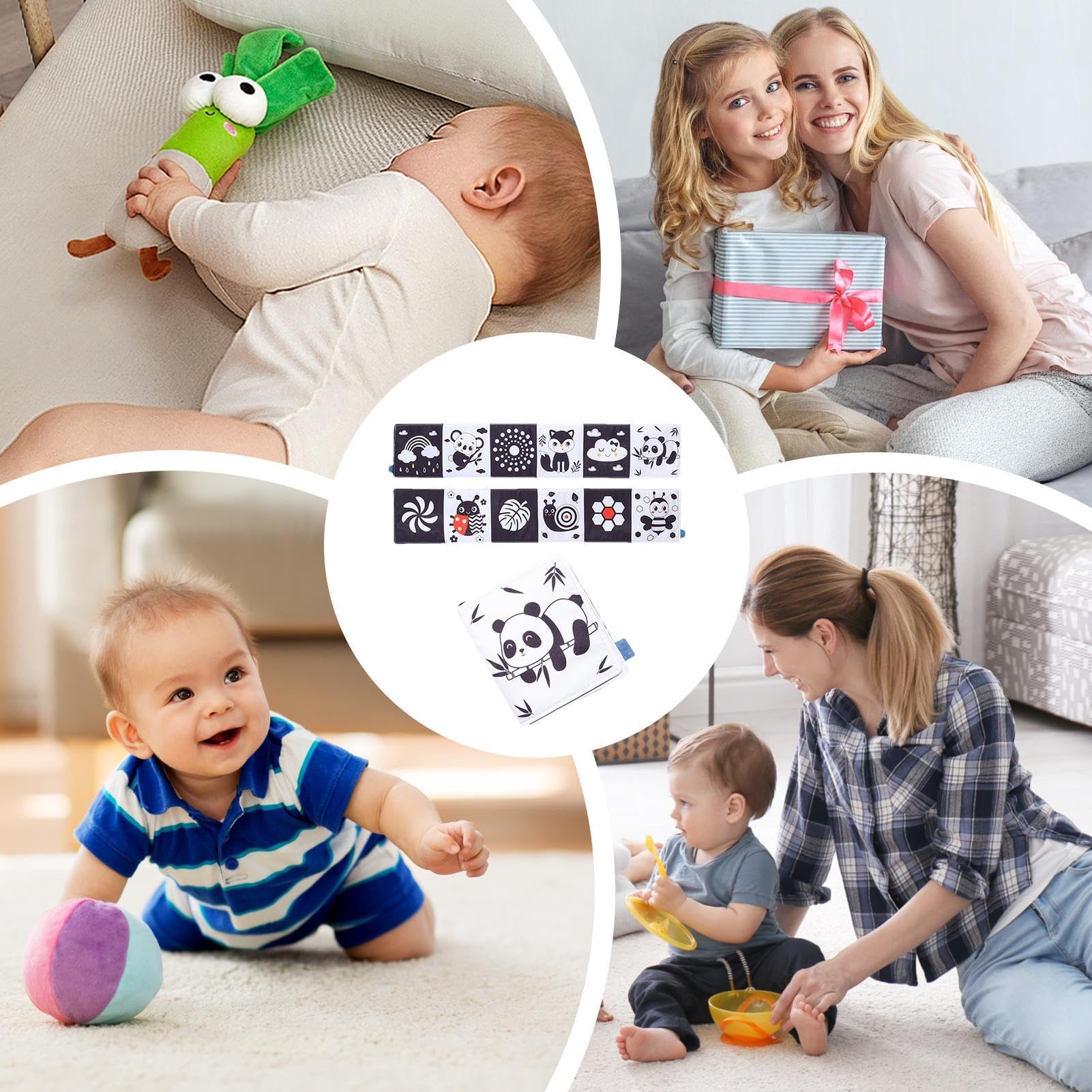 XIAYANG Baby Cloth Books - Soft Early Education Sensory Toys | Black & White Fabric Book for Newborns & Infants | Perfect for Birthday, Children's Day & Easter Gifts | Montessori Learning & Travel Activity Toy