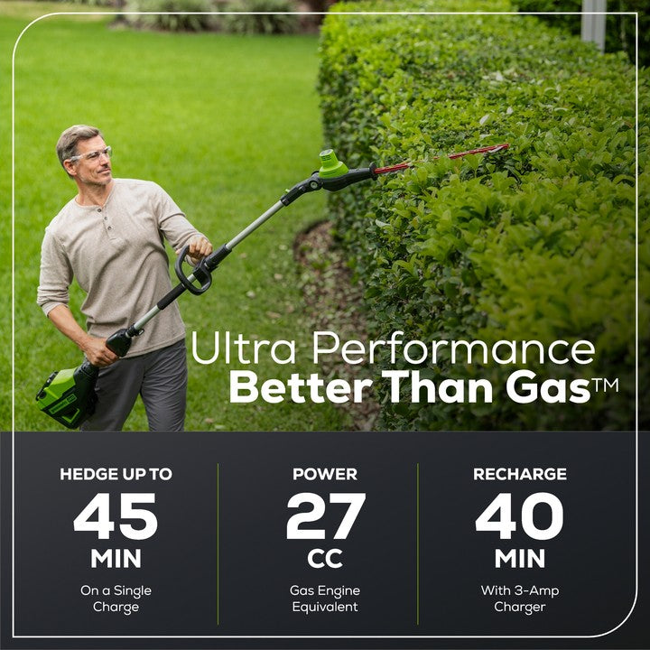 60V 20-Inch 7-Position Cordless Battery Pole Hedge Trimmer with 2.0Ah Battery & Charger - Perfect for Tall Hedges, Tree Trimming, and Landscaping
