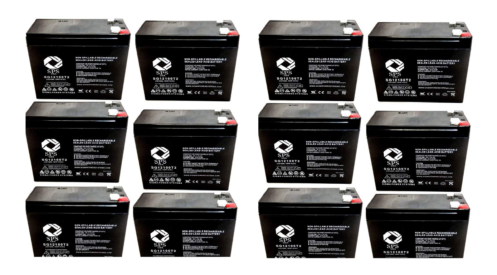 SPS Brand 12V 10Ah Replacement Battery for HCF Pacelite HCF Cute 302 - Long Lasting Power Supply for Emergency Lights, Exit Signs & Security Systems (Pack of 12)