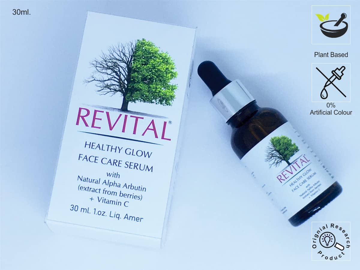 Revital Healthy Glow Face Serum with Natural Alpha Arbutin & Vitamin C - Brightening Treatment for Age Spots, Sun Damage & Hyperpigmentation - Hydrating Anti-Aging Formula for Youthful Radiant Skin - Perfect for Daily Skincare Routine & Post-Sun Care