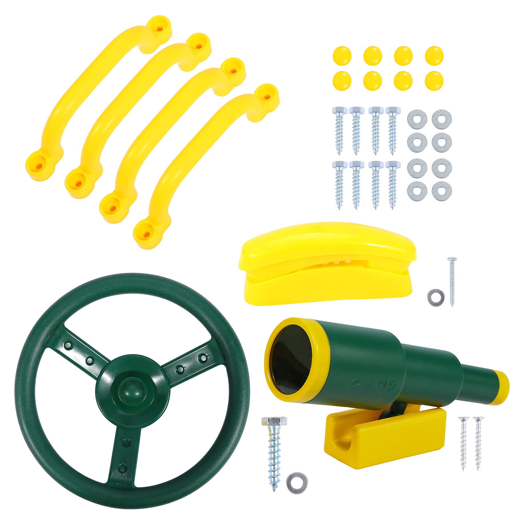 RedSwing Kids Playground Accessories Set - Pirate Ship Wheel, Toy Telescope & Play Telephone with Safety Handles | Outdoor Swing Set Attachments for Backyard Fun & Adventure Play