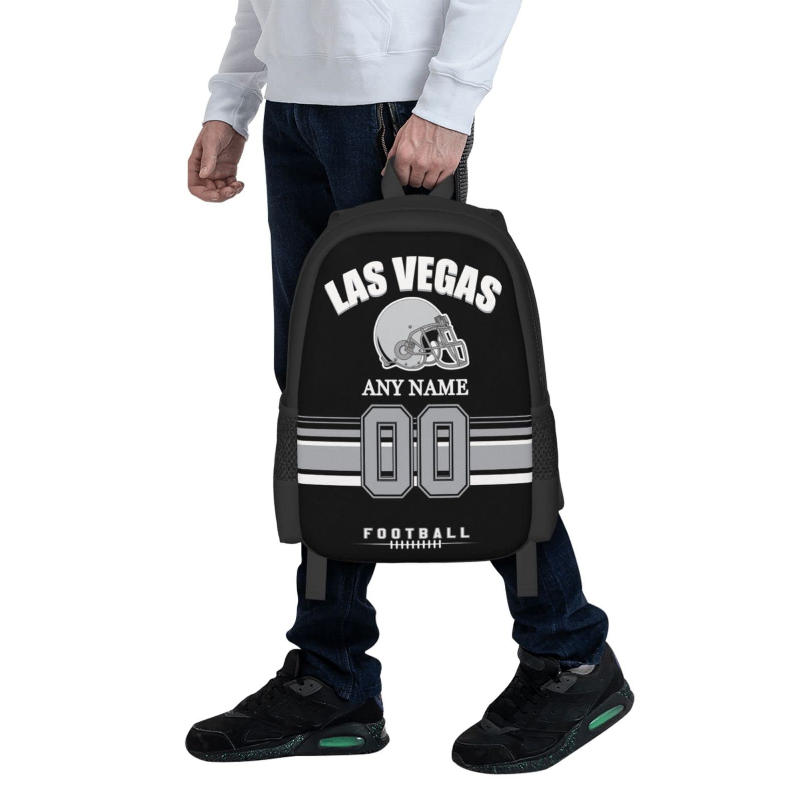 Custom Las Vegas Backpack for Men & Women - Personalized Football Style Backpack with Name & Number - Unique Fan Gift for Game Day, Travel & School