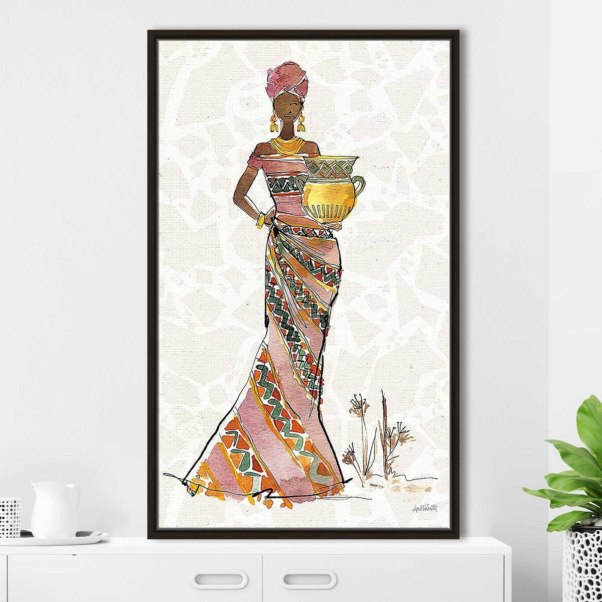 African Flair X Print Floating Canvas Wall Art - Handmade Tribal Decor for Living Room, Bedroom & Office