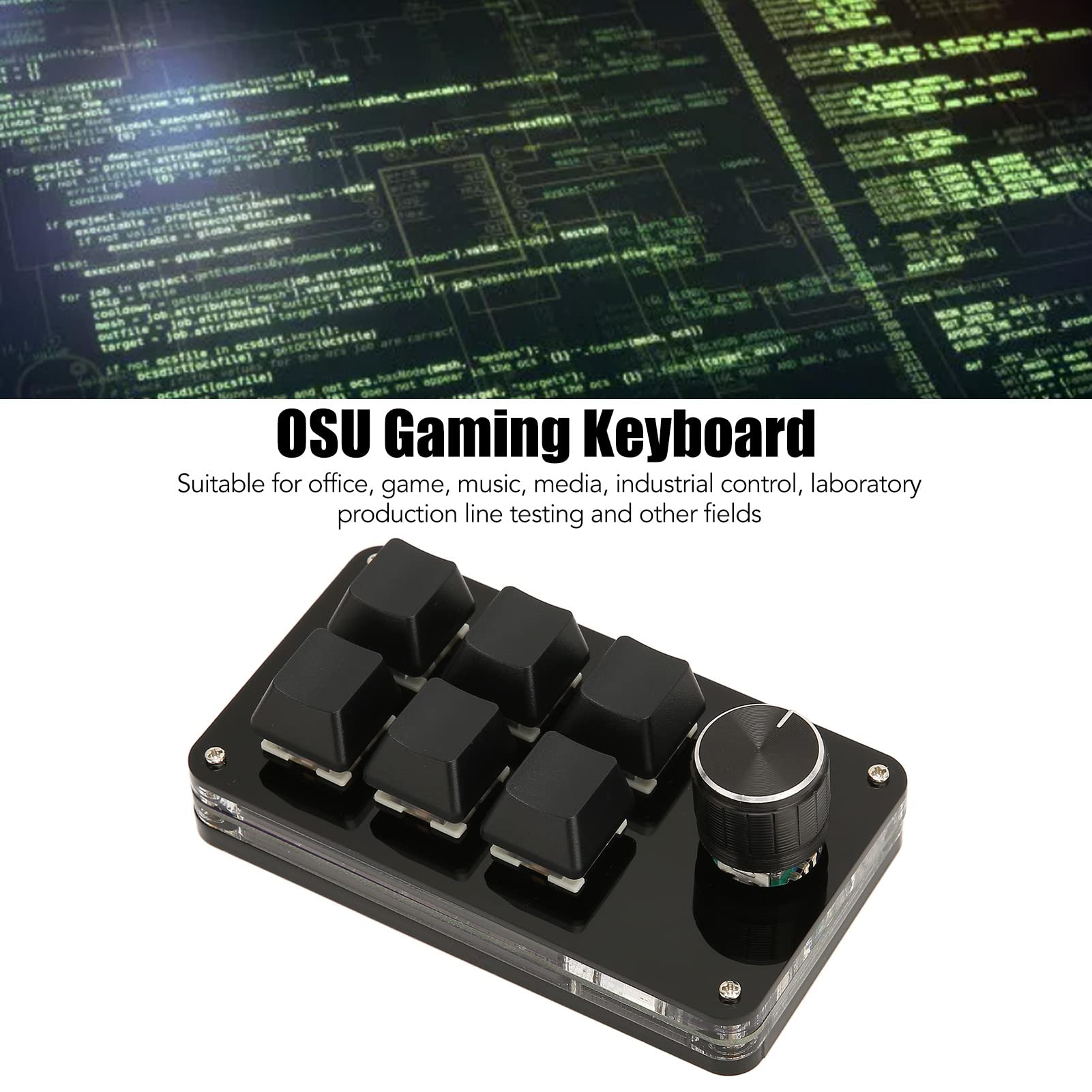 ANGGREK 6-Key Mini Programmable USB Keypad with Knob - DIY Mechanical Keyboard for OSU Gaming & Office Work - Compact Macro Pad for PC, Laptop, Mac Accessories