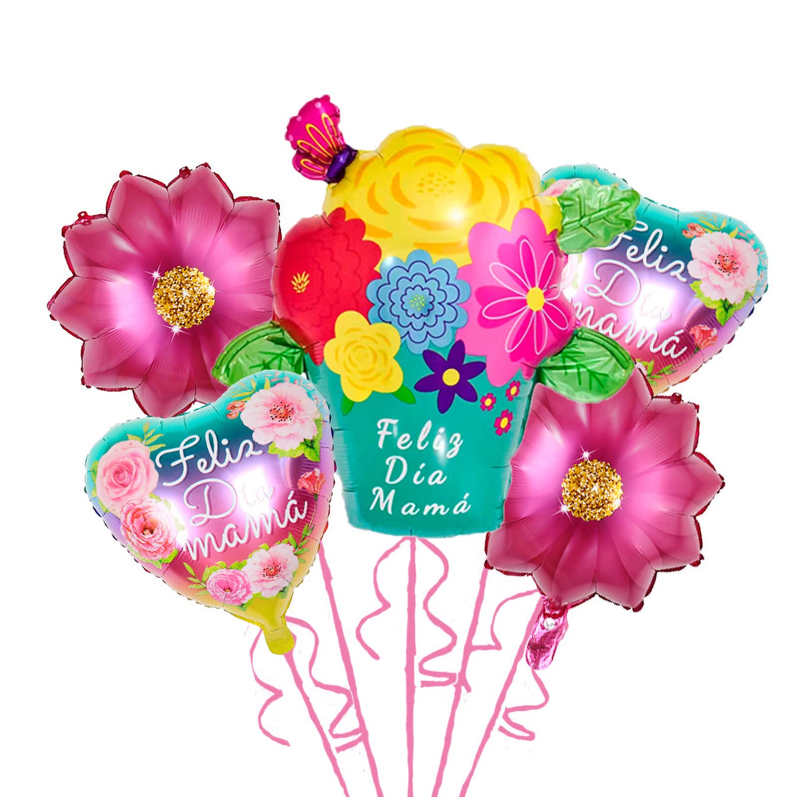5Pcs Happy Mother's Day Aluminum Foil Balloons - IGUFSDIG Mother's Day Party Decorations, Birthday Party Supplies for Indoor & Outdoor Celebrations, Baby Showers, Family Gatherings