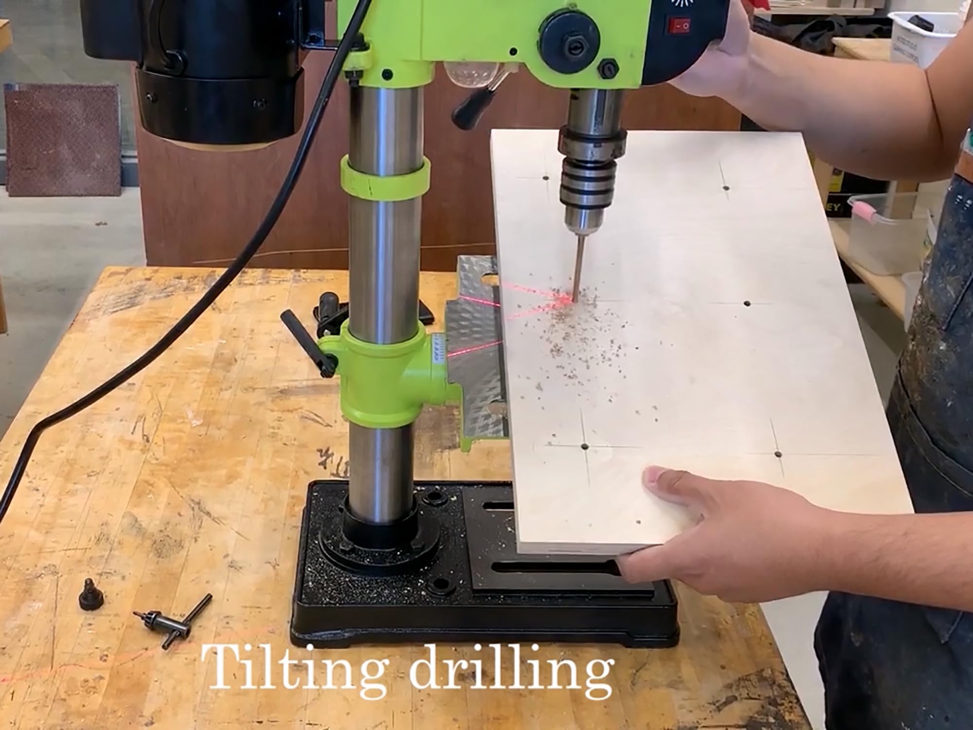 10-Inch Benchtop Drill Press 3.4 Amps 5-Speed with Laser Alignment & LED Light - Perfect for Woodworking, Metalworking, and DIY Home Projects