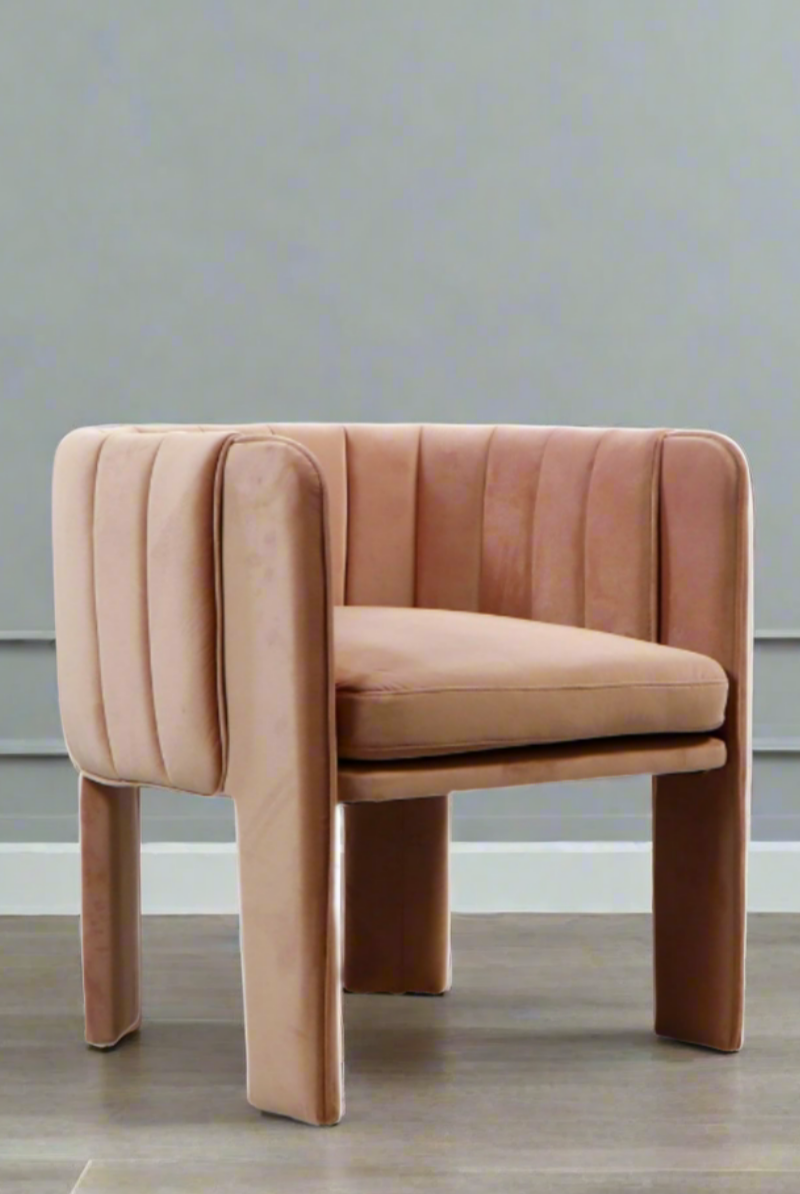 Olivia Channel Tufted Barrel Armchair - Blush Pink Accent Chair for Living Room, Bedroom, or Office - Stylish & Comfortable Upholstered Seating