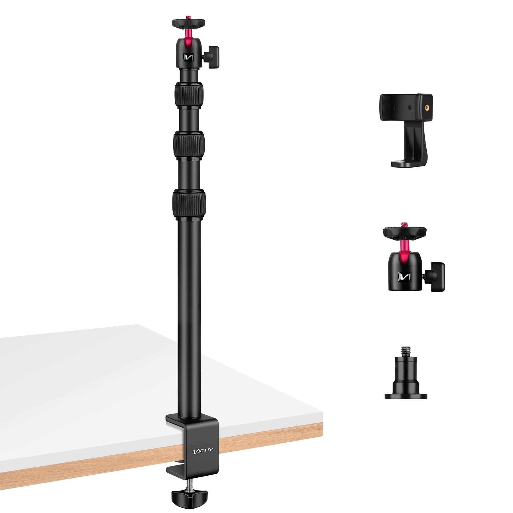 Victiv Adjustable Camera Table Mount Stand (37cm-105cm) with 1/4