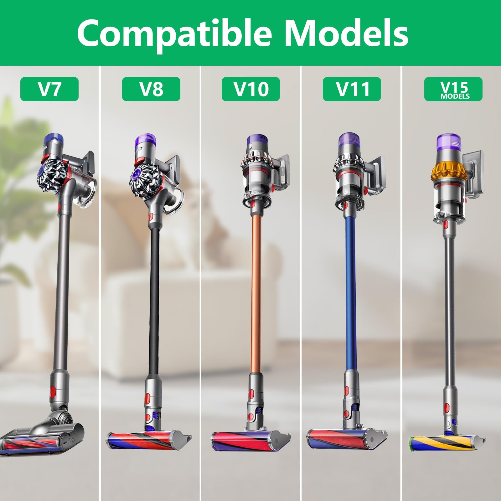 Dyson V8 V10 V11 V15 SV10 SV12 SV14 Vacuum Cleaner Replacement Parts - Quick Release Motorhead Cleaner & Roller Brush Kit | Compatible Accessories for Pet Hair, Hard Floors & Carpets