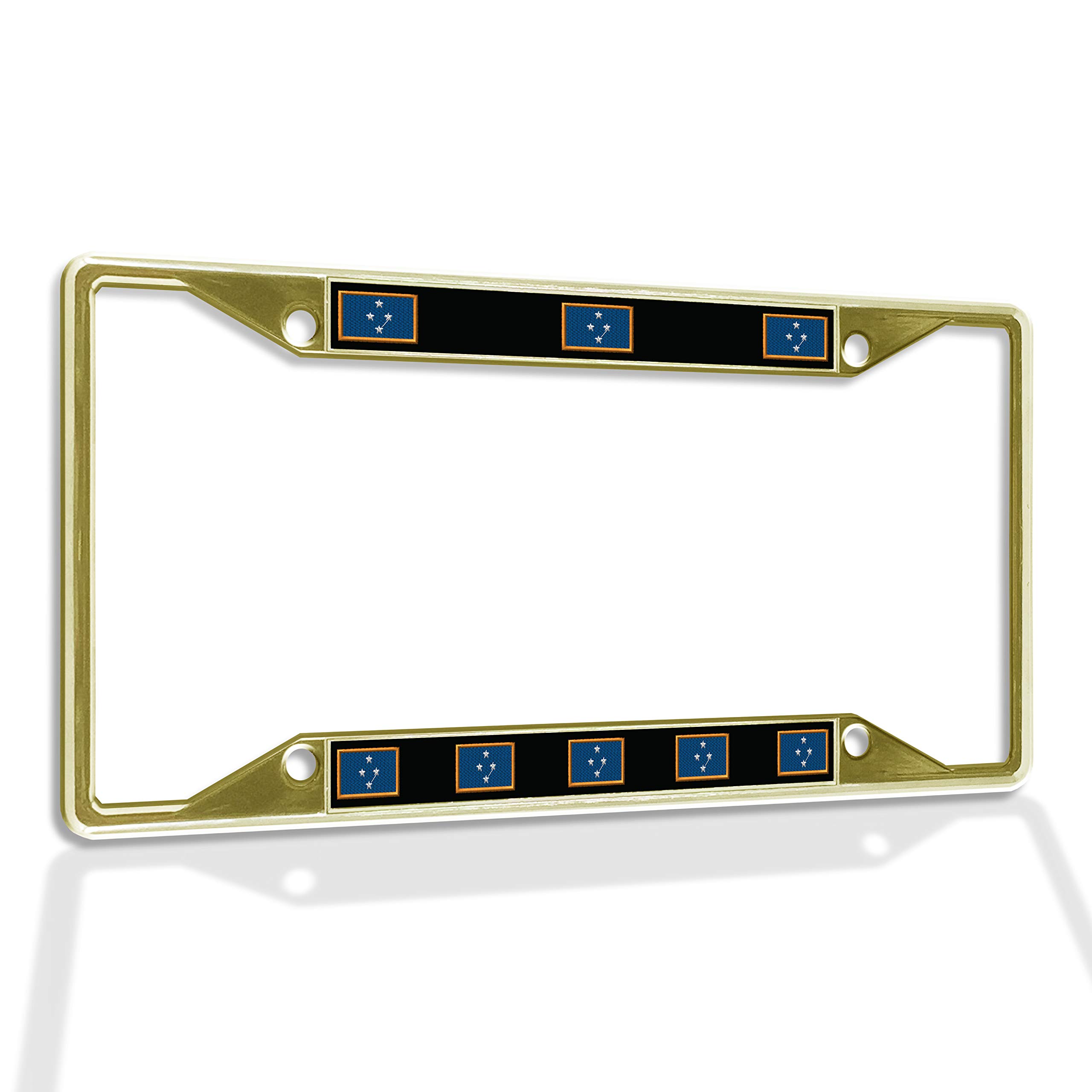 Premium Metal Insert License Plate Frame - Weatherproof Car Accessory with 4 Solid Holes (Gold) | Durable Micronesia Design for Cars, Trucks & SUVs | Perfect for Road Trips, Off-Roading & Everyday Driving