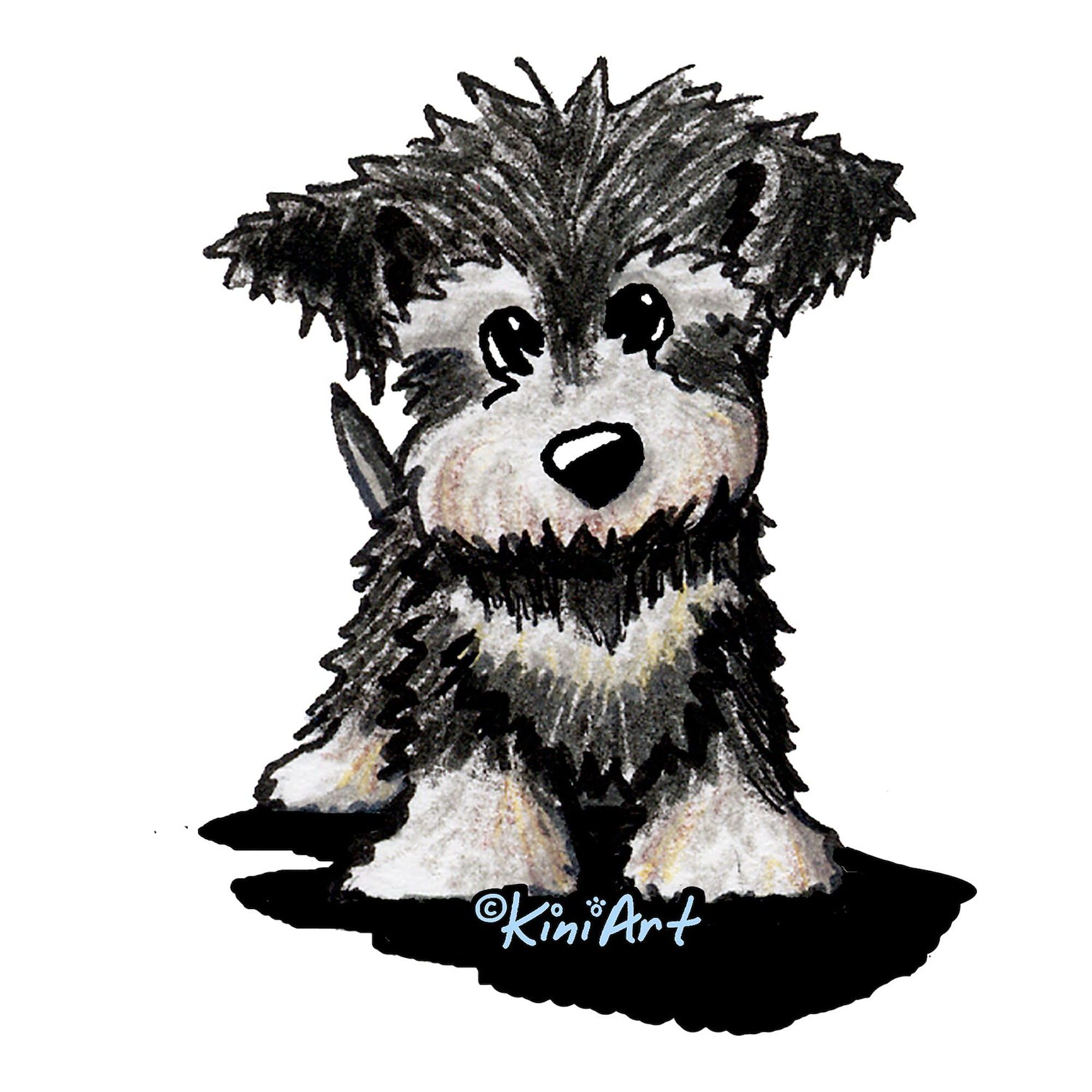 Kiniart Schnauzer Pup 3x3 Inch Square Bumper Sticker - Waterproof Car Decal for Windows, Laptops & DIY Crafts - Cute Dog Lover Gift for Pet Owners