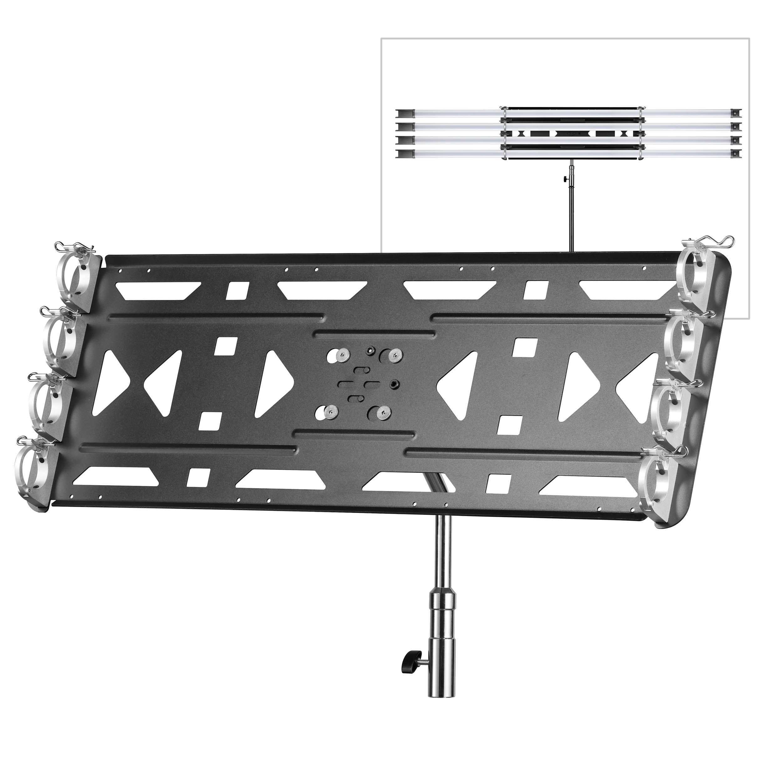 TL180 B4 Articulated Quad Light Bracket - Adjustable Mount for TL180 RGB LED Light Tubes - Perfect for Studio Lighting, Photography, and Stage Effects