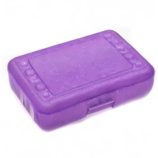 Romanoff Products Sparkling Purple Pencil Box - Durable School & Office Supplies for Kids, Students & Teachers | Perfect for Organizing Pens, Pencils & Art Supplies