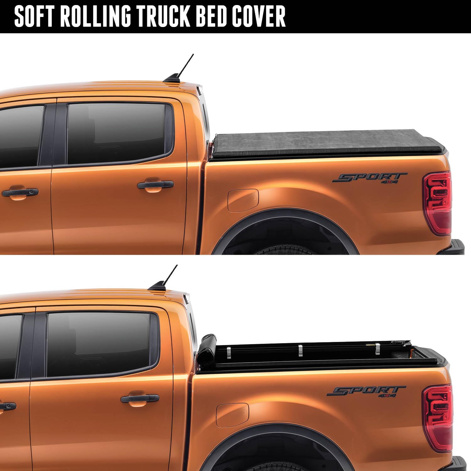 TruXedo TruXport Soft Roll Up Truck Bed Tonneau Cover | Fits 2022-2025 Toyota Tundra with Rail System | 6'7