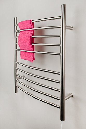 Amba Radiant Curved RWP-CB 10-Bar Plug-in Towel Warmer in Brushed Nickel - Premium Bathroom Heater for Spa, Luxury Hotels & Cozy Home Use