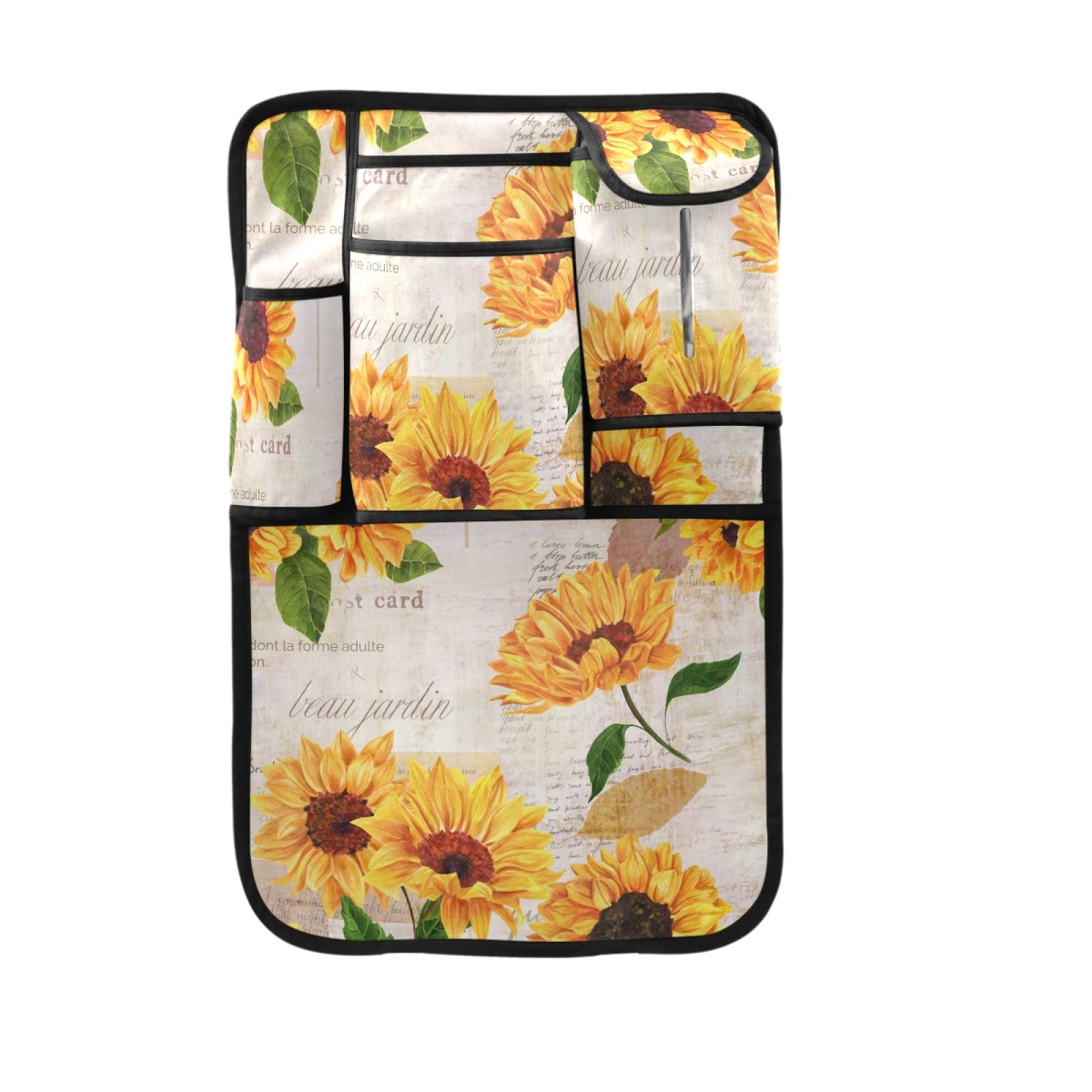 Vintage Sunflower Leaves Car Kick Mats - Detachable Back Seat Protector & Storage Organizer for SUV, Auto, Kids | Waterproof & Durable Car Travel Accessories (Perfect for Road Trips, Family Travel & Daily Commute)