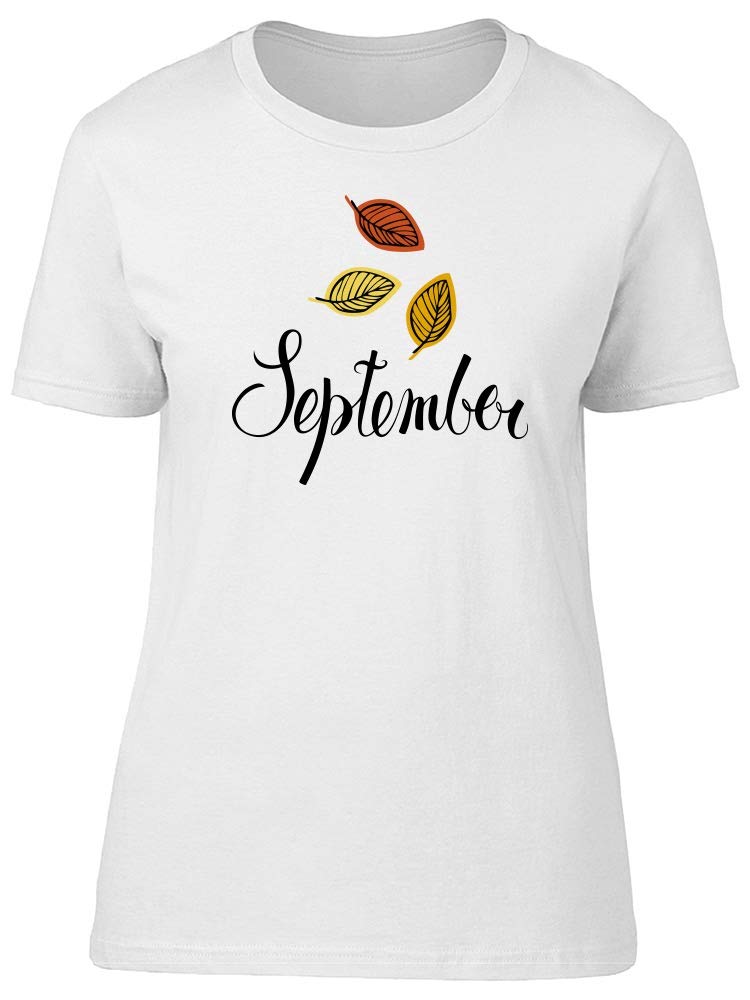 Smartprints September Leaves T-Shirt for Women - Fall Fashion Casual Wear for Autumn Outings & Cozy Layering