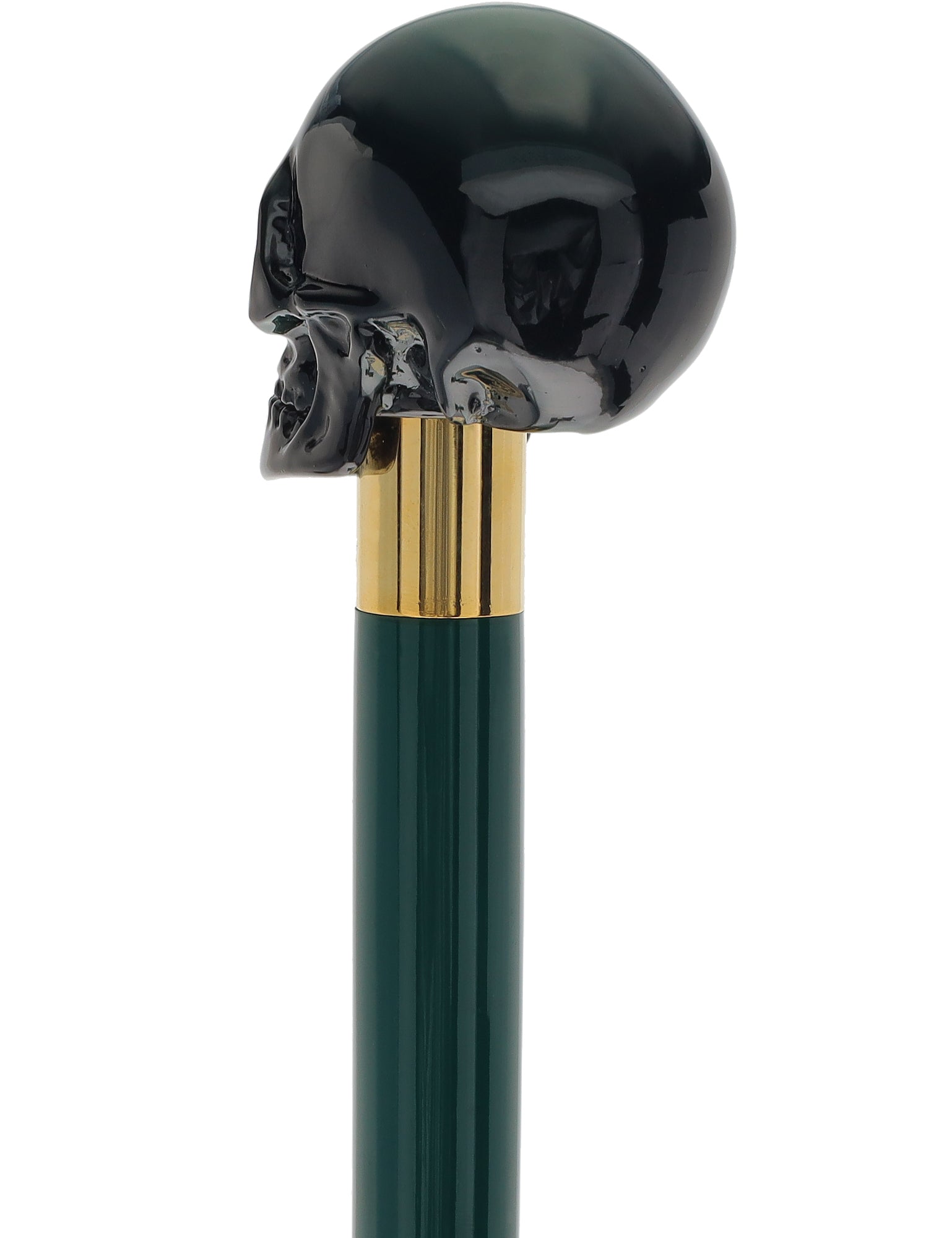 Handcrafted Green Skull Walking Cane - Premium Green Beech Wood Shaft for Hiking, Fashion & Gothic Style | Perfect for Outdoor Adventures, Cosplay & Unique Gifts