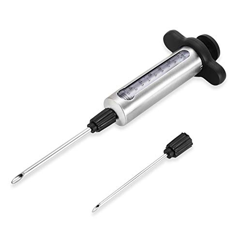 Premium Stainless Steel Marinade Injector Kit - BBQ Meat & Chicken Flavor Injector with Needles - Essential Kitchen Cooking Tool for Grilling, Smoking & Roasting - Perfect for Steaks, Turkey & Seafood