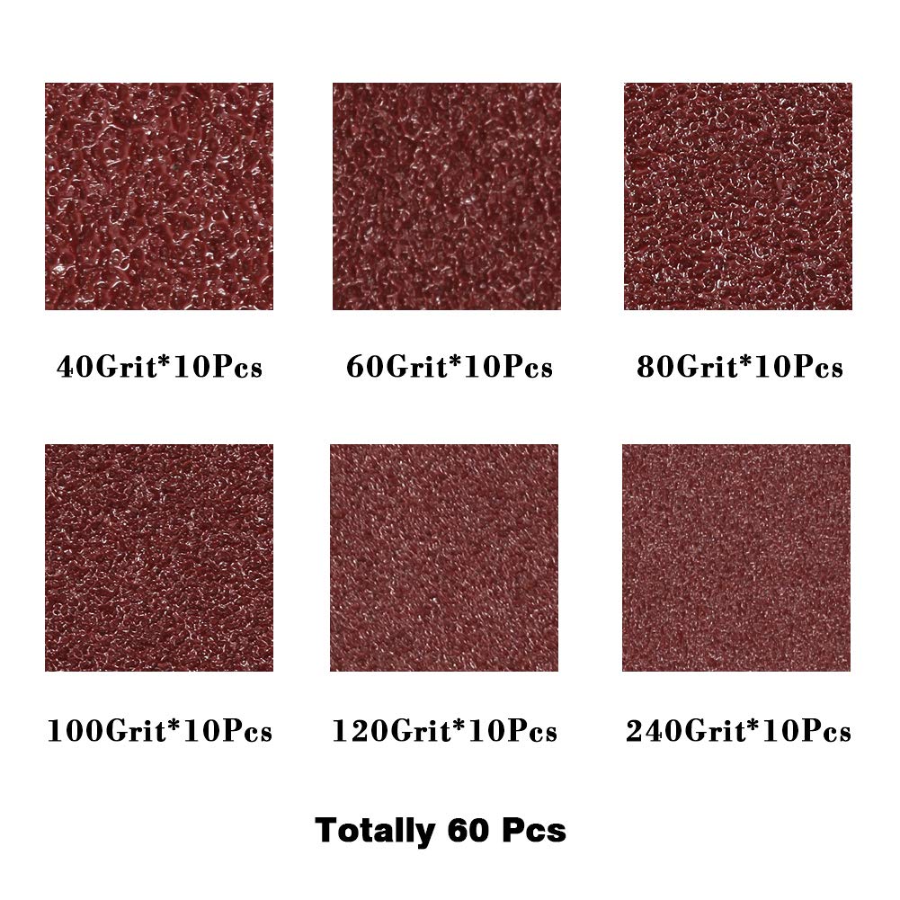 SPEEDWOX 60 Pcs 3.5 Inch 90mm Triangle Sanding Pads for Detail Sanders - Hook & Loop Backing - Assorted Grits 40/60/80/100/120/240 - Perfect for Woodworking, Furniture Refinishing & DIY Home Projects