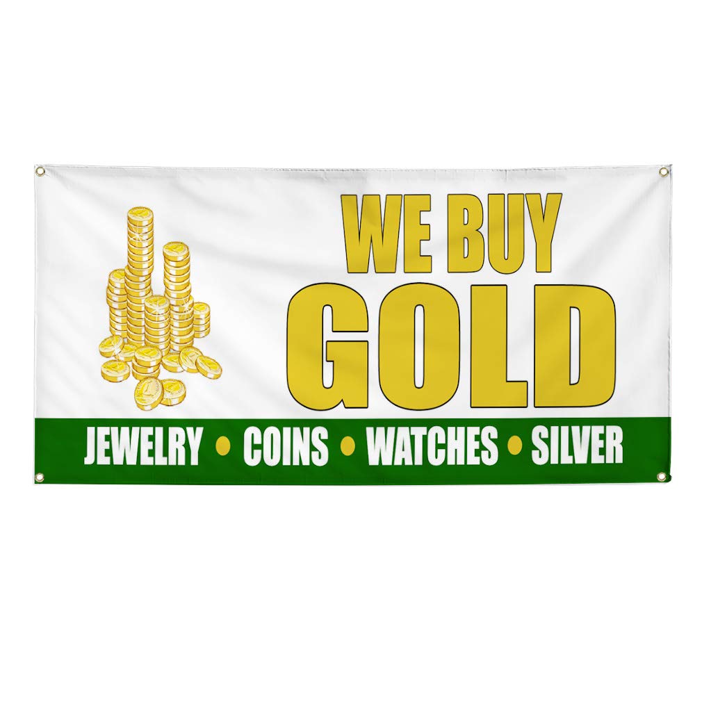 Premium Vinyl Banner - Weatherproof & Durable for Outdoor Business Signs (60x144 Inches, White, 10 Grommets) - Perfect for Jewelry Stores, Pawn Shops & Yard Sales
