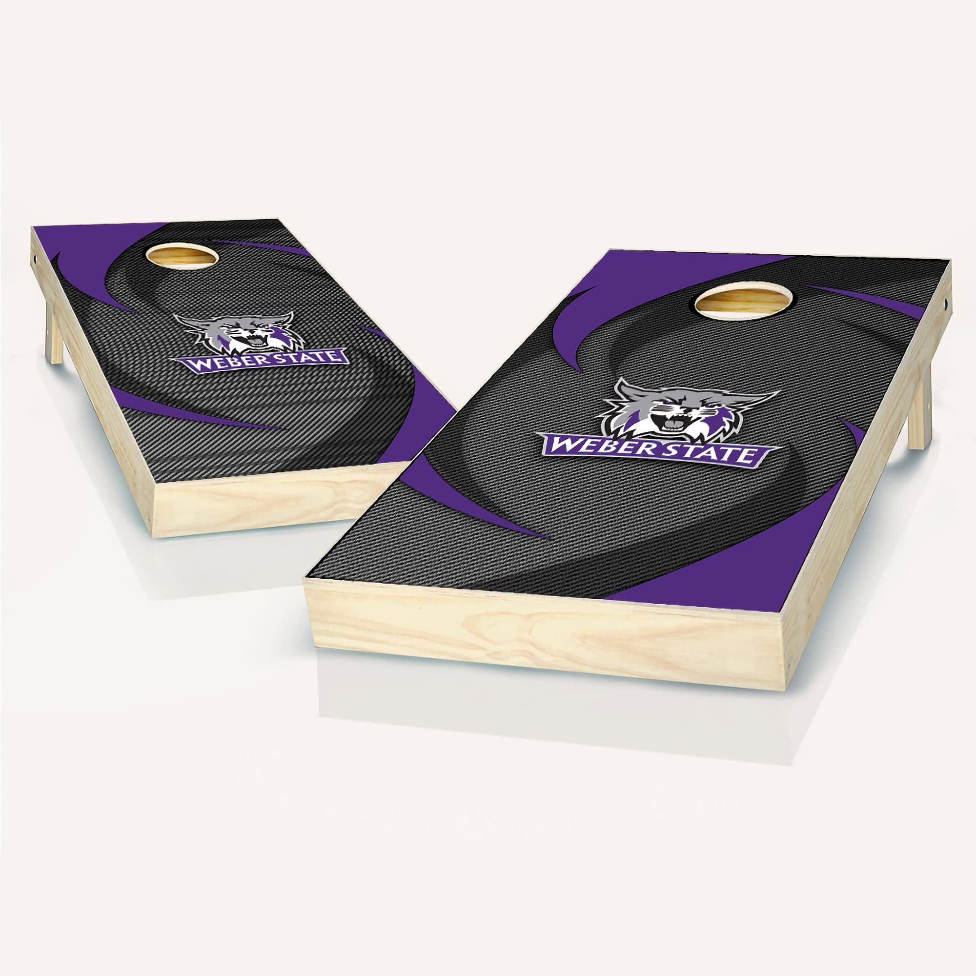 Premium Weber State Swoosh Cornhole Game Set - 2 Regulation Wooden Boards & 8 All-Weather Bean Bags | Perfect for Tailgates, Backyard BBQs, and College Game Day Parties