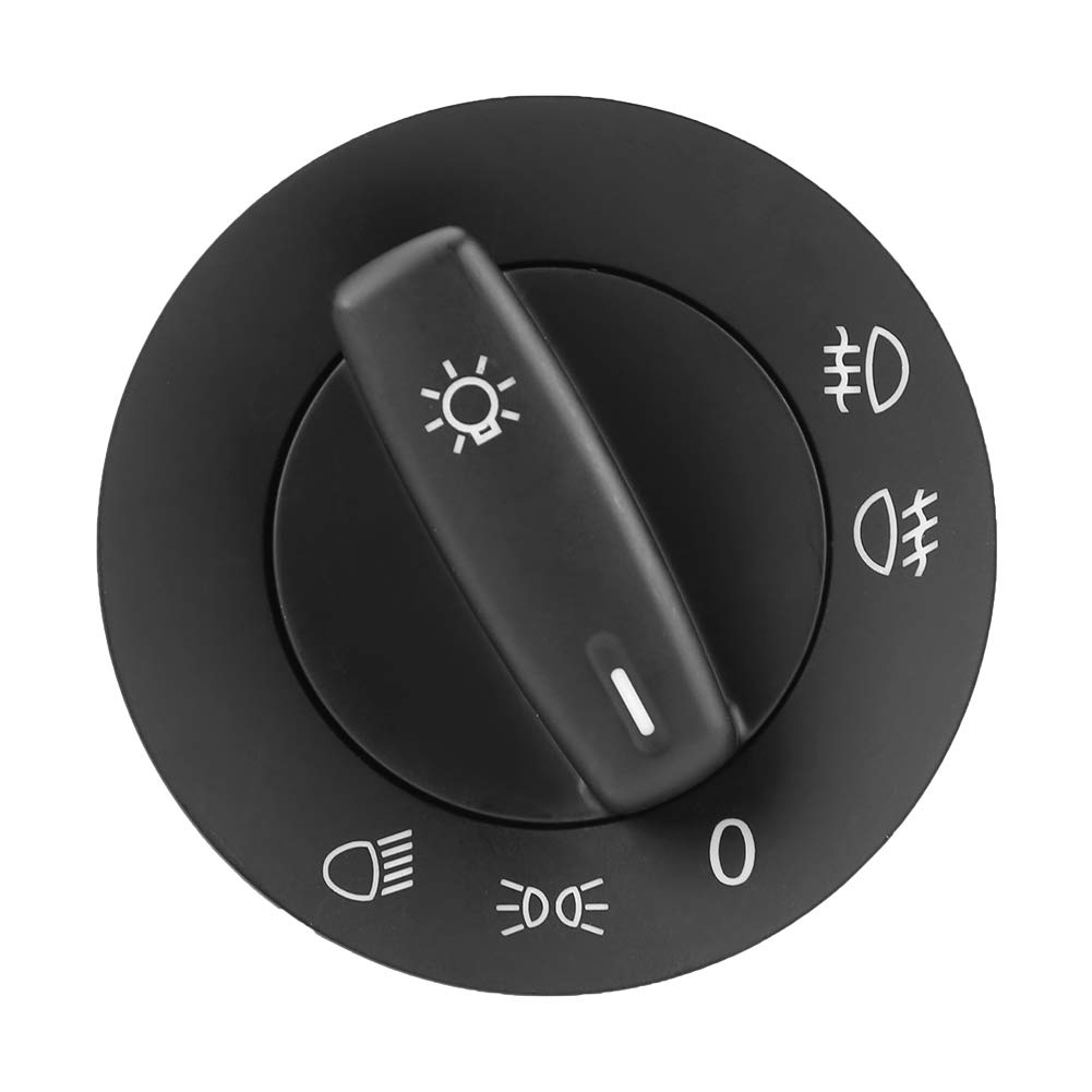 Keenso Black Car Headlight Control Switch with Fog Light - Compatible with MK5, MK6, B6, Rabbit, Sirocco (1T0941431C) - Perfect for Night Driving & Foggy Conditions