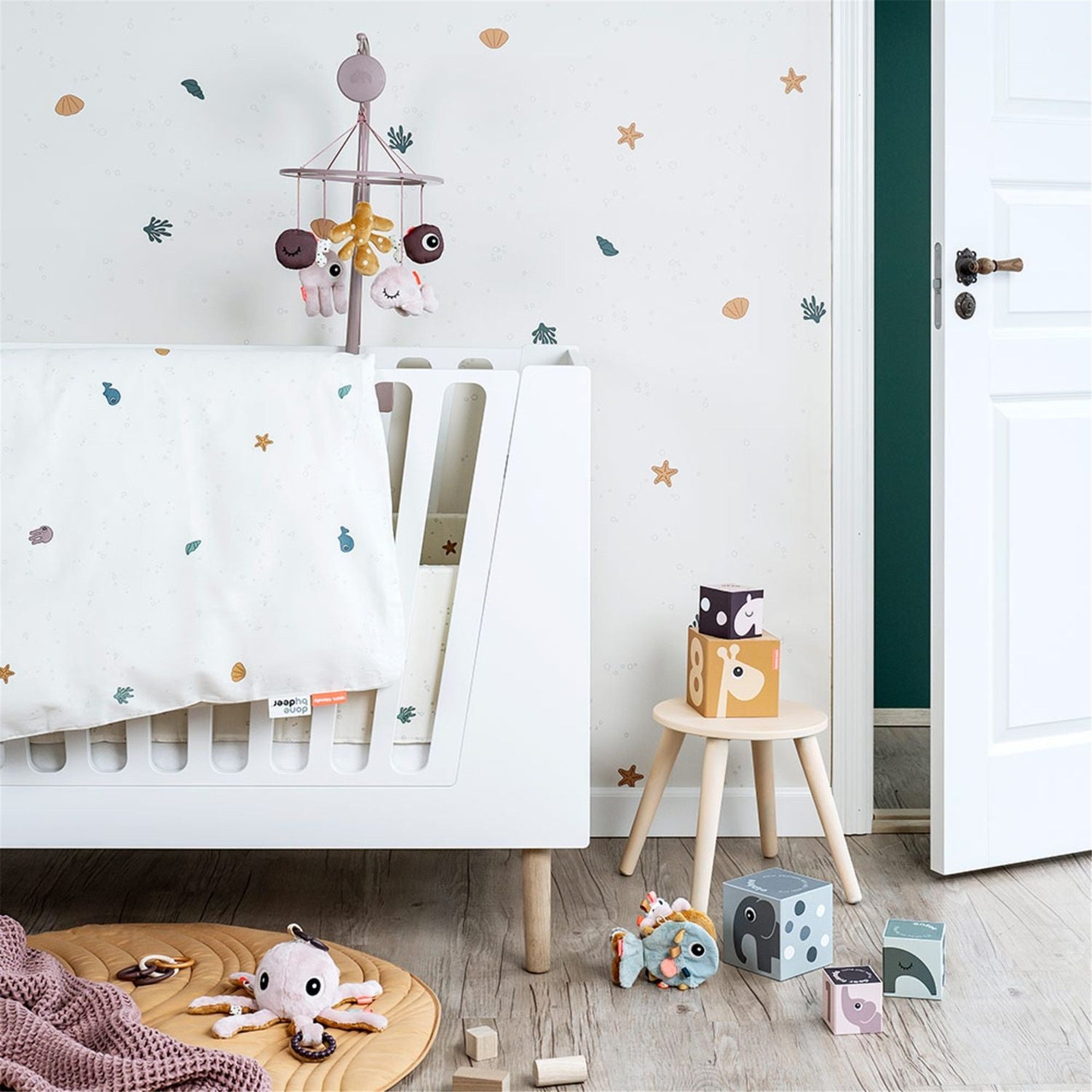 Done by Deer Musical Mirror Mobile - Ocean Friends Baby Crib Toy with Soothing Sounds & Gentle Motion for Nursery Decor & Infant Calming