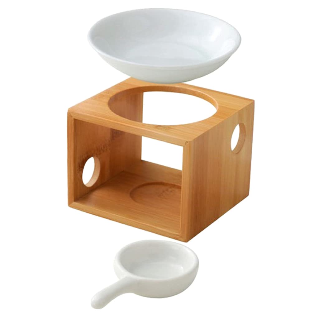 Bamboo Essential Oil Diffuser with Tea Light Candle Holder - Aromatherapy Oil Warmer & Incense Burner for Home Relaxation, Yoga, Spa and Meditation