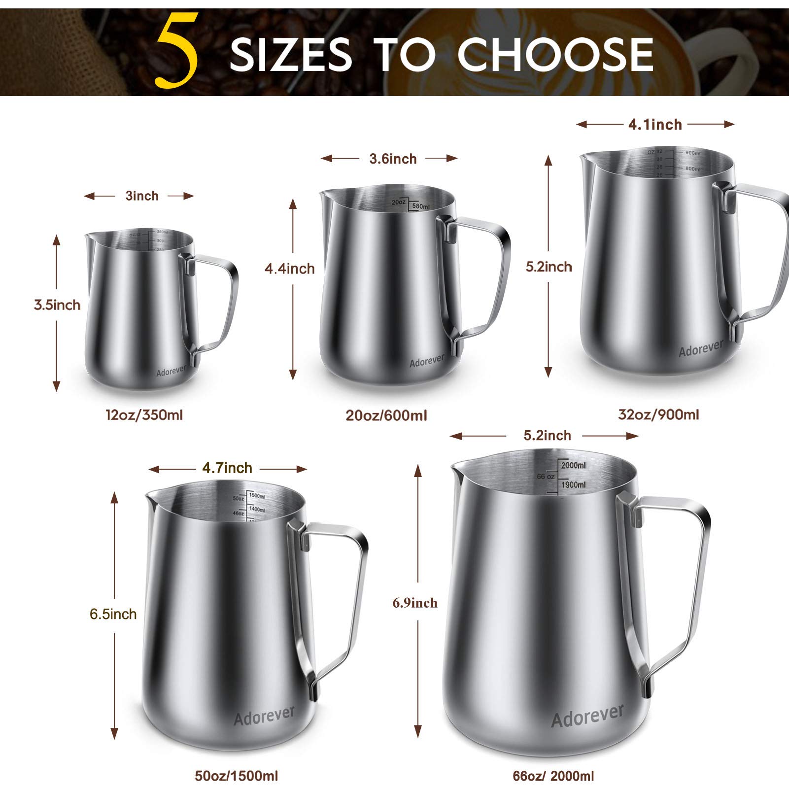 32oz Stainless Steel Milk Frothing Pitcher for Espresso Machines - Barista Steaming Jug with Latte Art Pen for Cappuccino, Coffee & Latte Making - Perfect for Home Baristas & Coffee Shops