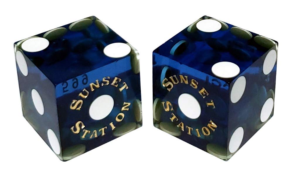 19mm Professional Craps Dice Pair with Matching Serial Numbers - Authentic Las Vegas Casino Table-Played Dice (Blue Polished) - Perfect for Casino Games, Home Practice, and Tabletop Gaming