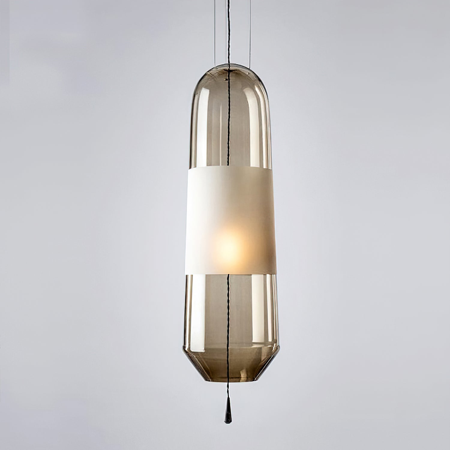 Modern Glass Pendant Light with Capsule Design - Elegant Hanging Fixture for Kitchen Island, Dining Room, or Bedroom Lighting