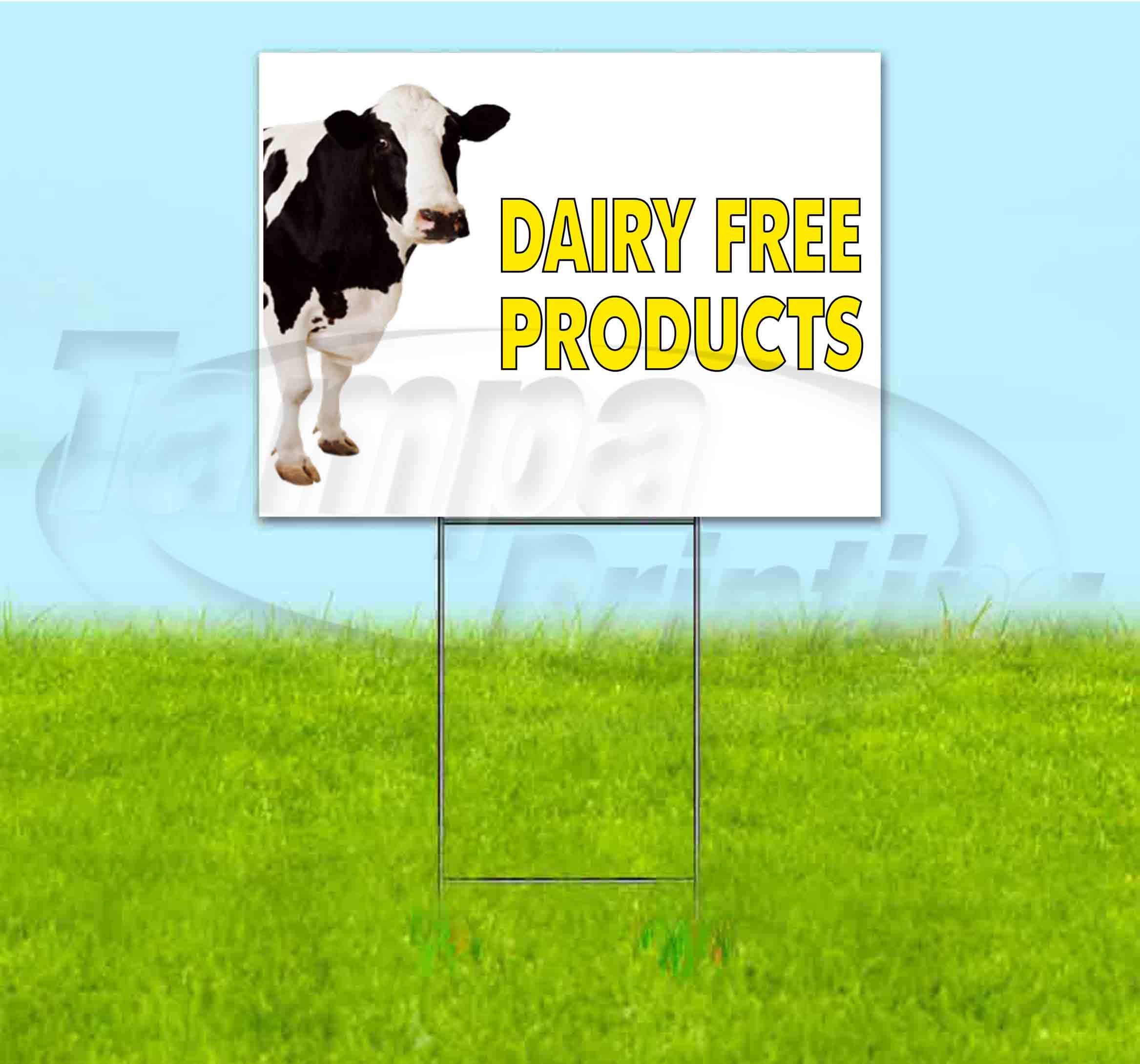 Vegan Dairy-Free Yard Sign 18x24 Inch - Bulk Discounts & Multi-Packs with Metal Step Stake - Perfect for Vegan Events, Farmers Markets & Eco-Friendly Advertising