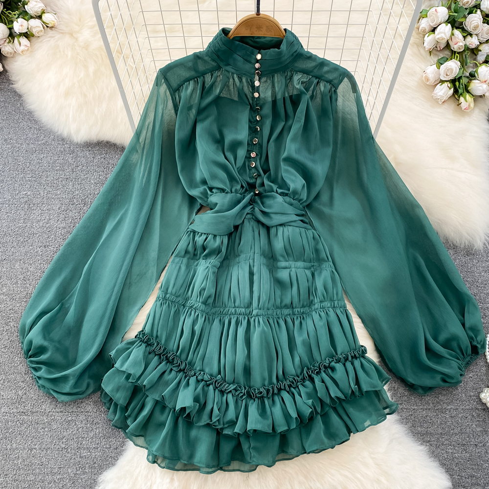 Long Sleeve Mesh Short Dress - A-Line Ruffled Party Dress for Women | Perfect for Cocktail Parties, Date Nights & Special Occasions