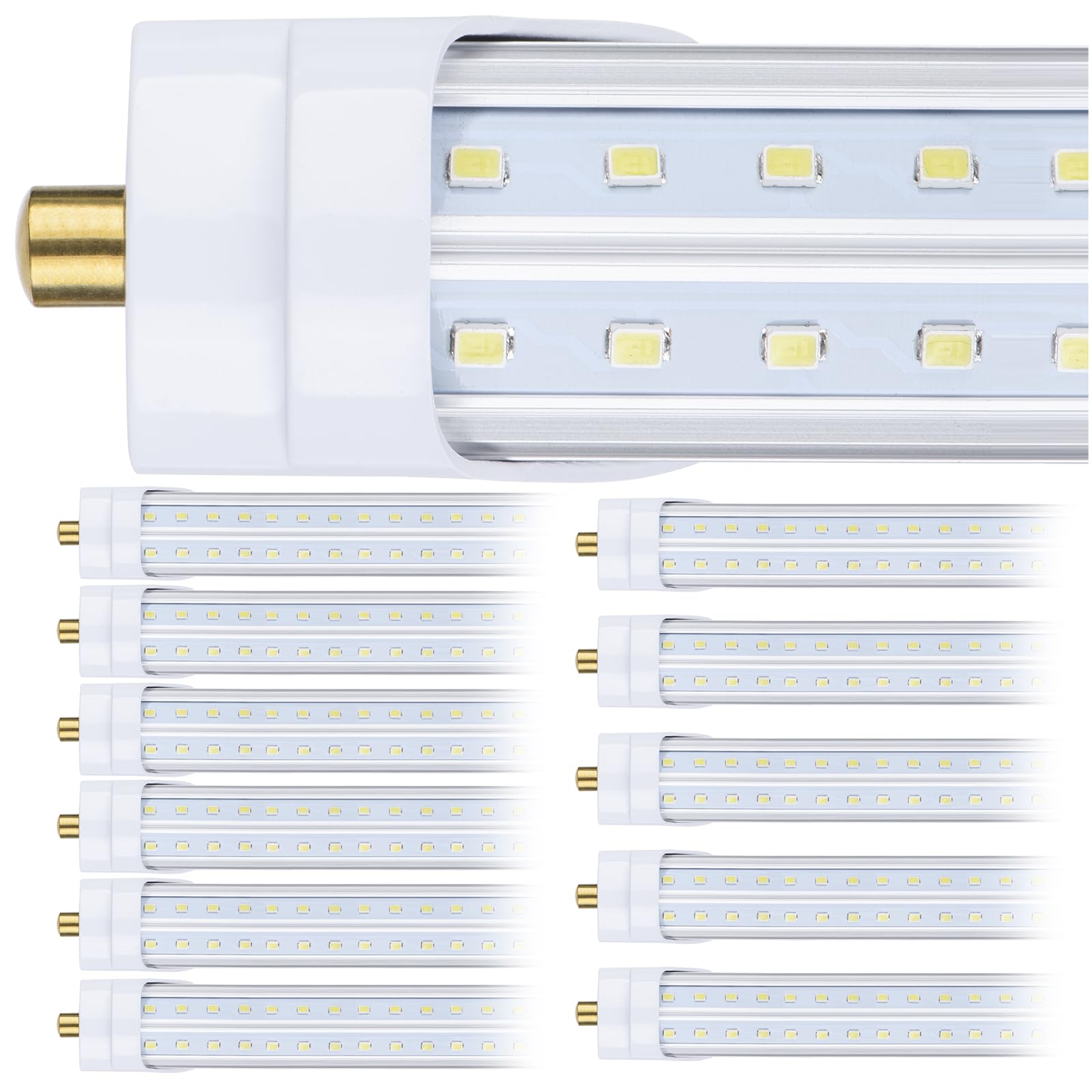 8FT LED Shop Light Fixture - 150W 19000LM, 5000K-5700K Daylight White, 96'' T8 Integrated V-Shape Fluorescent Tube Replacement, High Output Linkable LED Lights for Garage, Warehouse, Workshop - Plug & Play, Energy Saving (Pack of 10) - Perfect for Industrial Lighting, Commercial Spaces & Home Garages