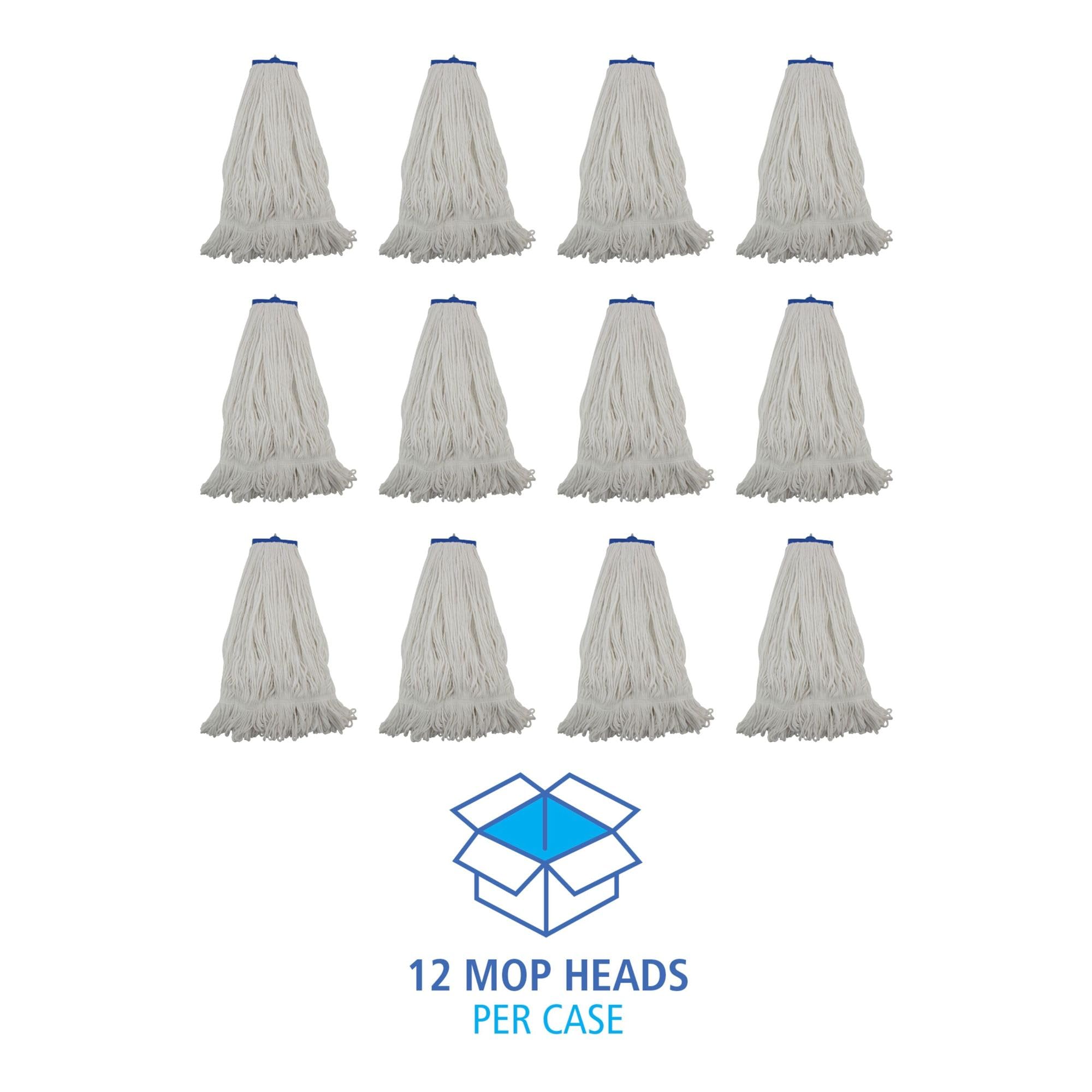 Boardwalk BWK824R 24 oz. Rayon Fiber Mop Head - White, Lie-Flat Design for Easy Storage (12/Carton) - Ideal for Commercial Cleaning, Hospitals, and Home Use