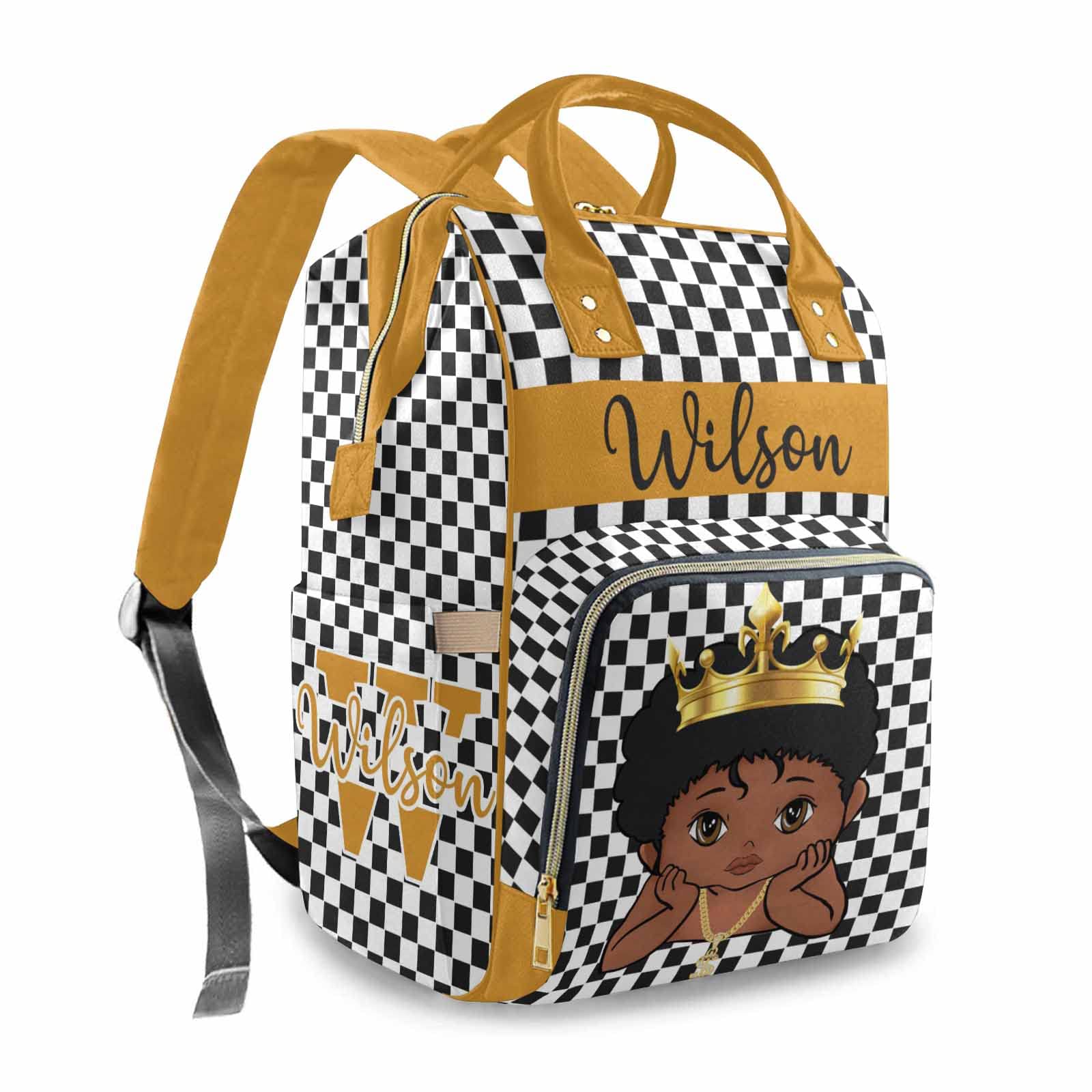 **Personalized Monogrammed Diaper Backpack for Baby Boys & Girls - Custom Crown Prince Name Baby Bag, Waterproof Nappy Backpack for Travel & Daycare - Perfect Baby Shower Gift**