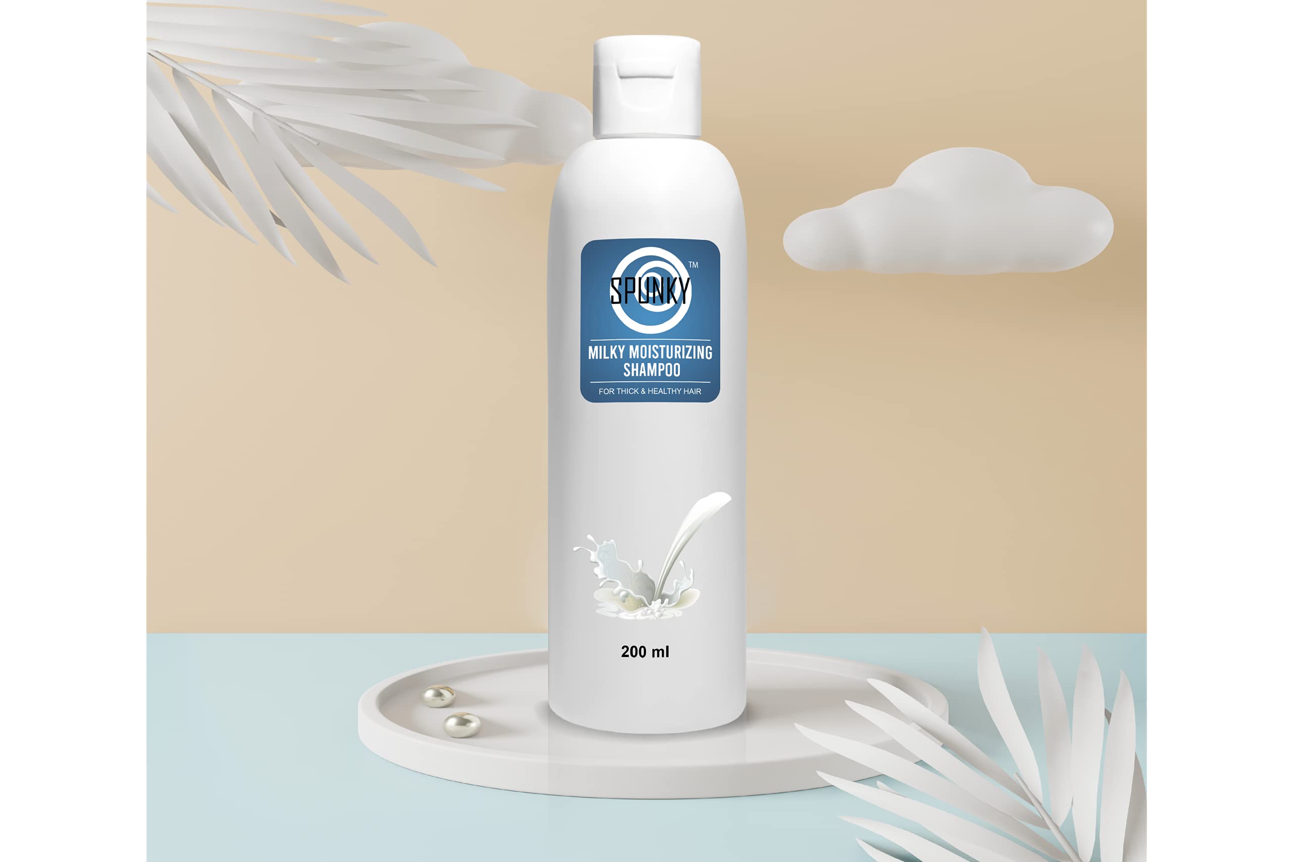 SPUNKY Replenish Shampoo with Olive Oil & Camellia Oil - Dye-Free, Paraben-Free, 24H Frizz Control - Hydrating Milk Shampoo for Dry, Damaged Hair (200ml) - Perfect for Daily Use & Travel Size