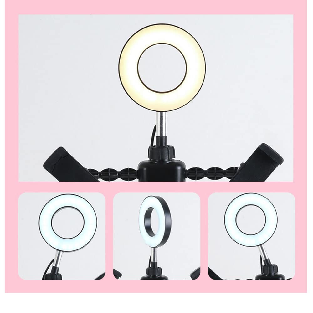 MINJUK 9Cm Round Fill Light Bracket - Anchor Live Streaming & Selfie Ring Light with Adjustable Stand, Desktop Beauty Lighting for YouTube/TikTok Videos, Makeup, Photography & Video Calls