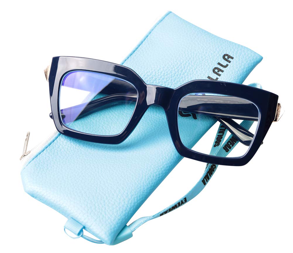 SOOLALA Unisex Blue Light Blocking Glasses - Square Computer & Reading Glasses for Men & Women - Reduce Eye Strain for Work, Gaming & Screen Time