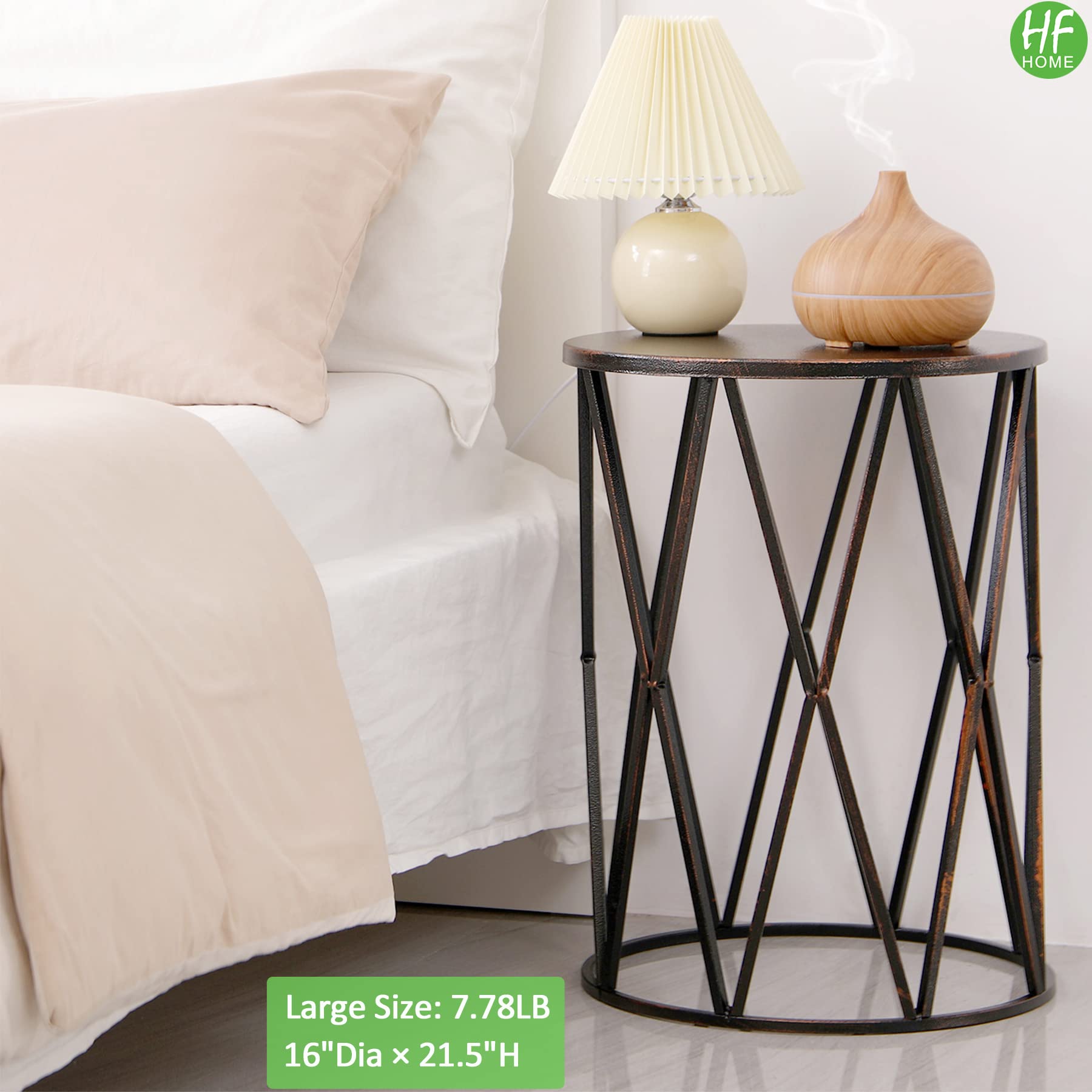 HFHOME 3-Piece Round Metal Coffee Table Set - Modern Nesting End Tables for Living Room, Bedroom, Office | Bronze Side Tables for Plants, Decor & Nightstand Use | Indoor & Outdoor Home Furniture