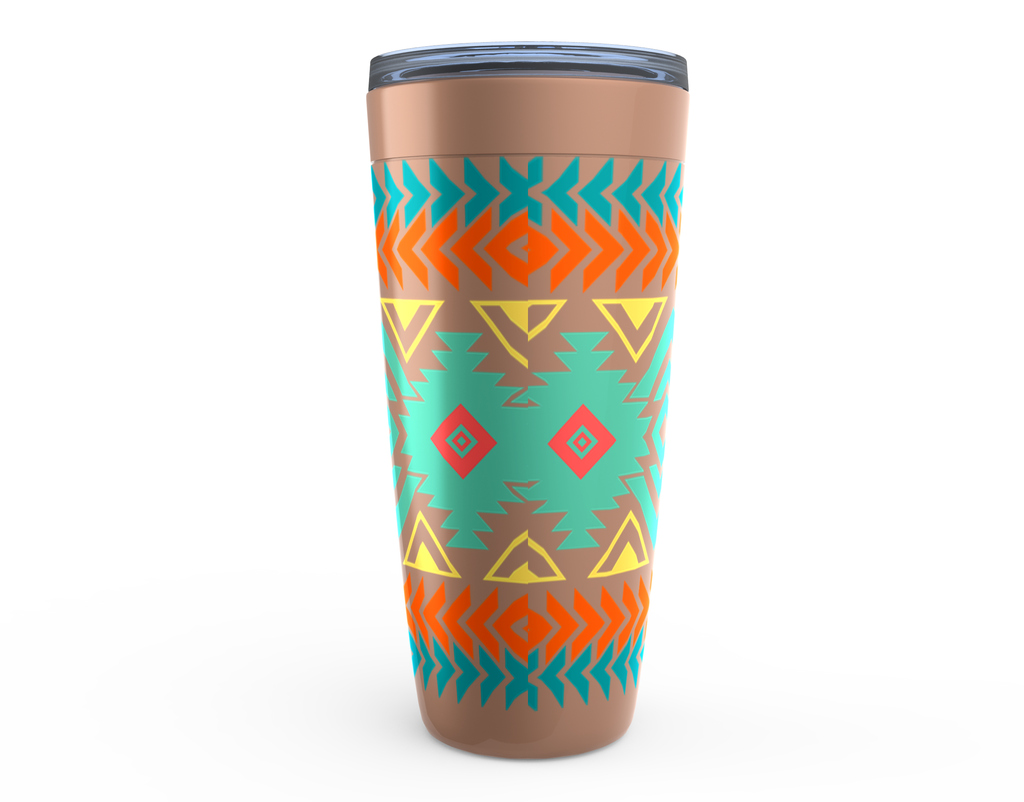 Insulated Travel Mug with Southwestern Aztec Design - Leak-Proof Stainless Steel Tumbler for Coffee, Tea & Cold Drinks | Perfect for Camping, Office & Road Trips