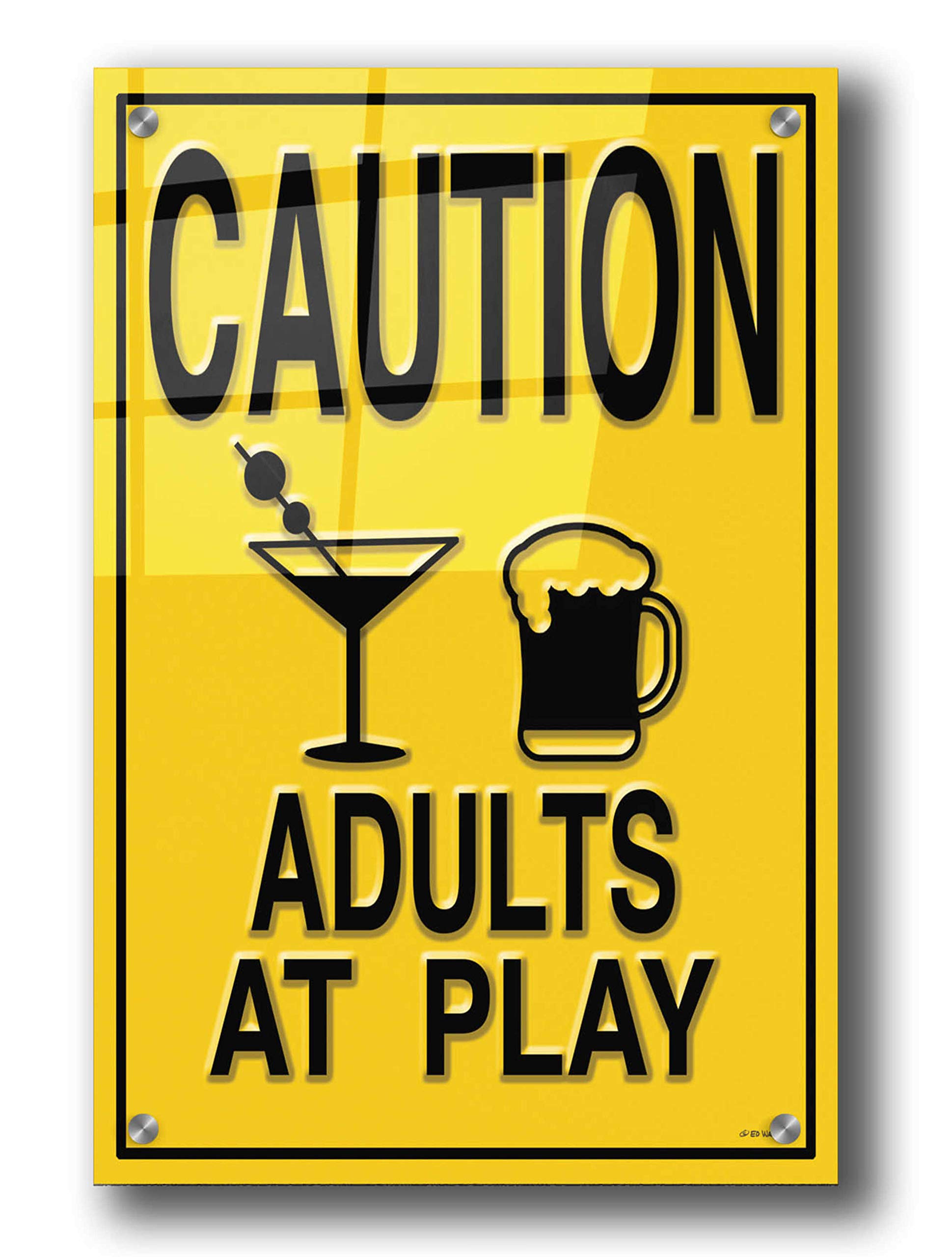 Ed Wargo 'Adults at Play I' Acrylic Glass Wall Art - 24x36 Inches Modern Abstract Painting for Living Room, Bedroom & Office Decor