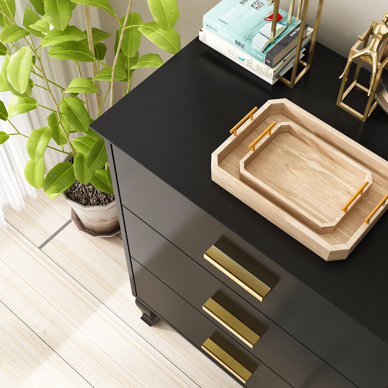 AIEGLE 6-Drawer Wooden Dresser with Sturdy Wood Legs - 47.2