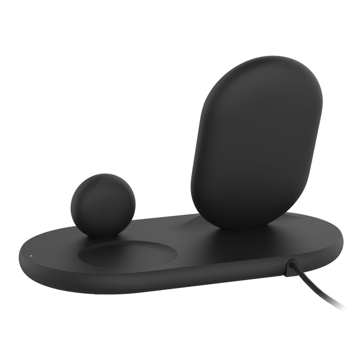 Belkin Qi Wireless Charging Stand 7.5W - 3-in-1 Fast Charger for iPhone, Samsung & AirPods - Black | Perfect for Home, Office & Nightstand Charging
