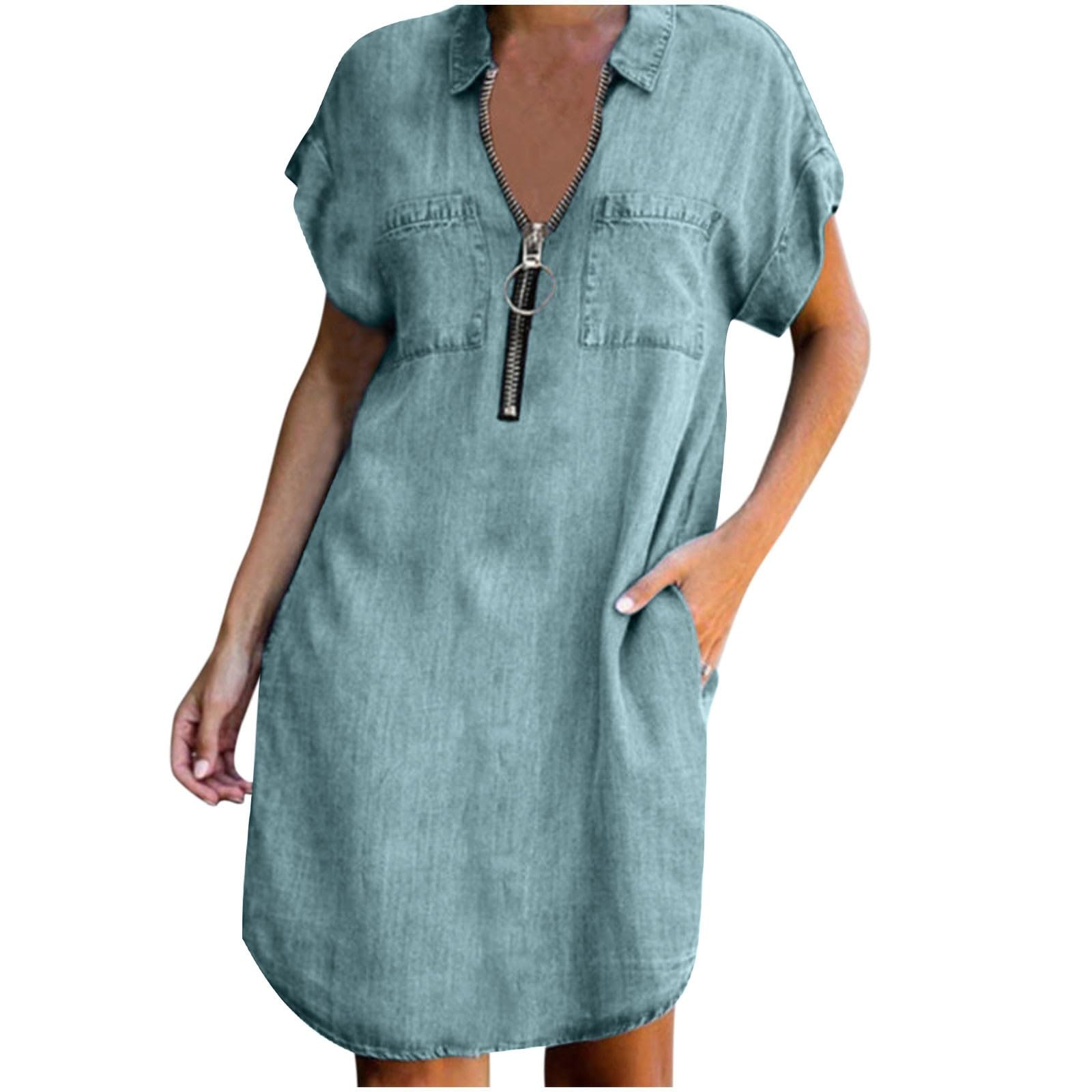 Trendy Women's Denim Shirts - Button Down Long Sleeve Loose Fit Tunic Tops | Oversized Blue Jean Shirts for Casual Wear, Layering & Everyday Outfits