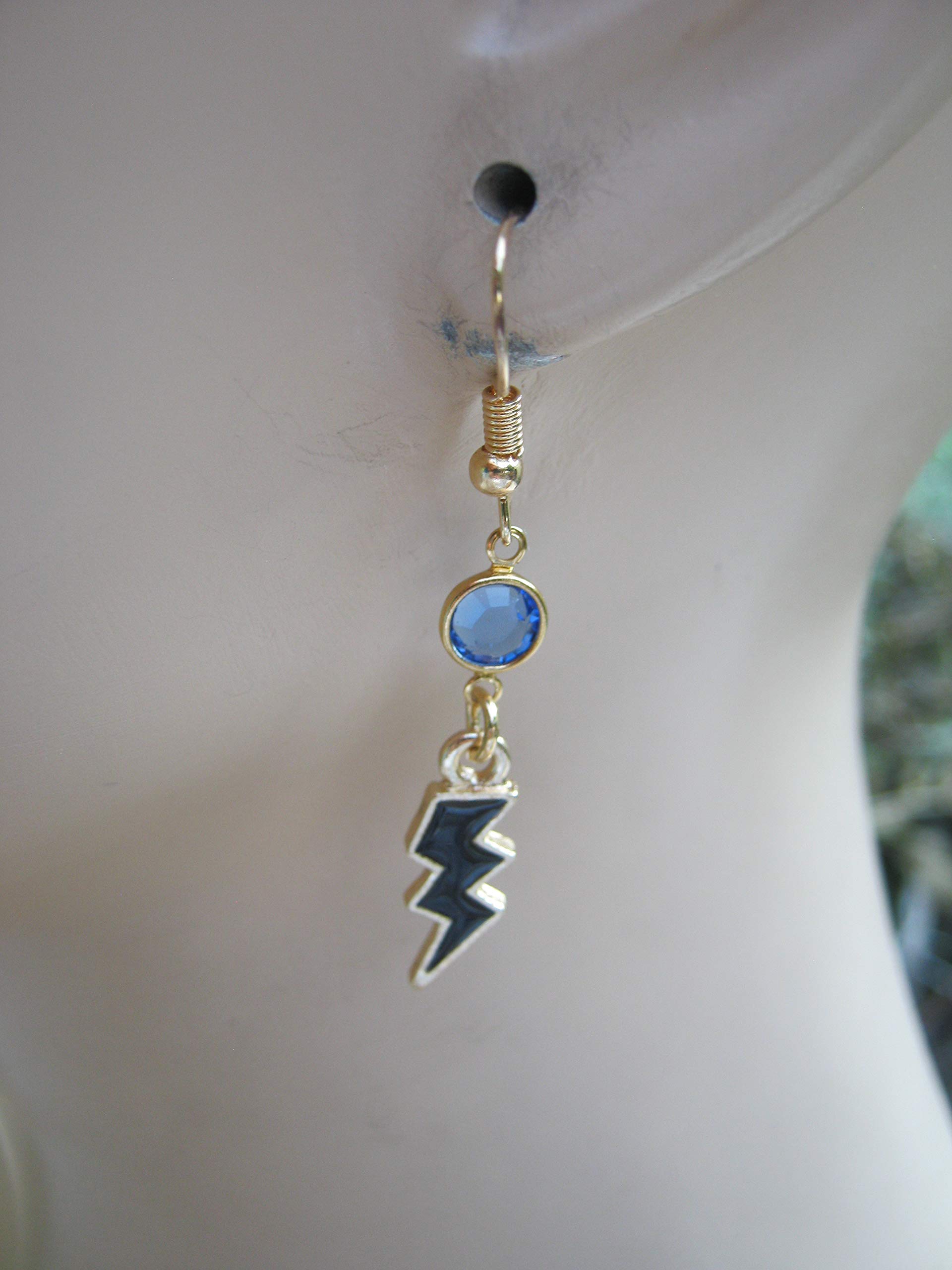Black Enameled Lightning Bolt Birthstone Earrings - Gold Tone Storm Jewelry - Personalized Weather-Themed Gift for Women - Perfect for Birthday, Anniversary & Everyday Wear