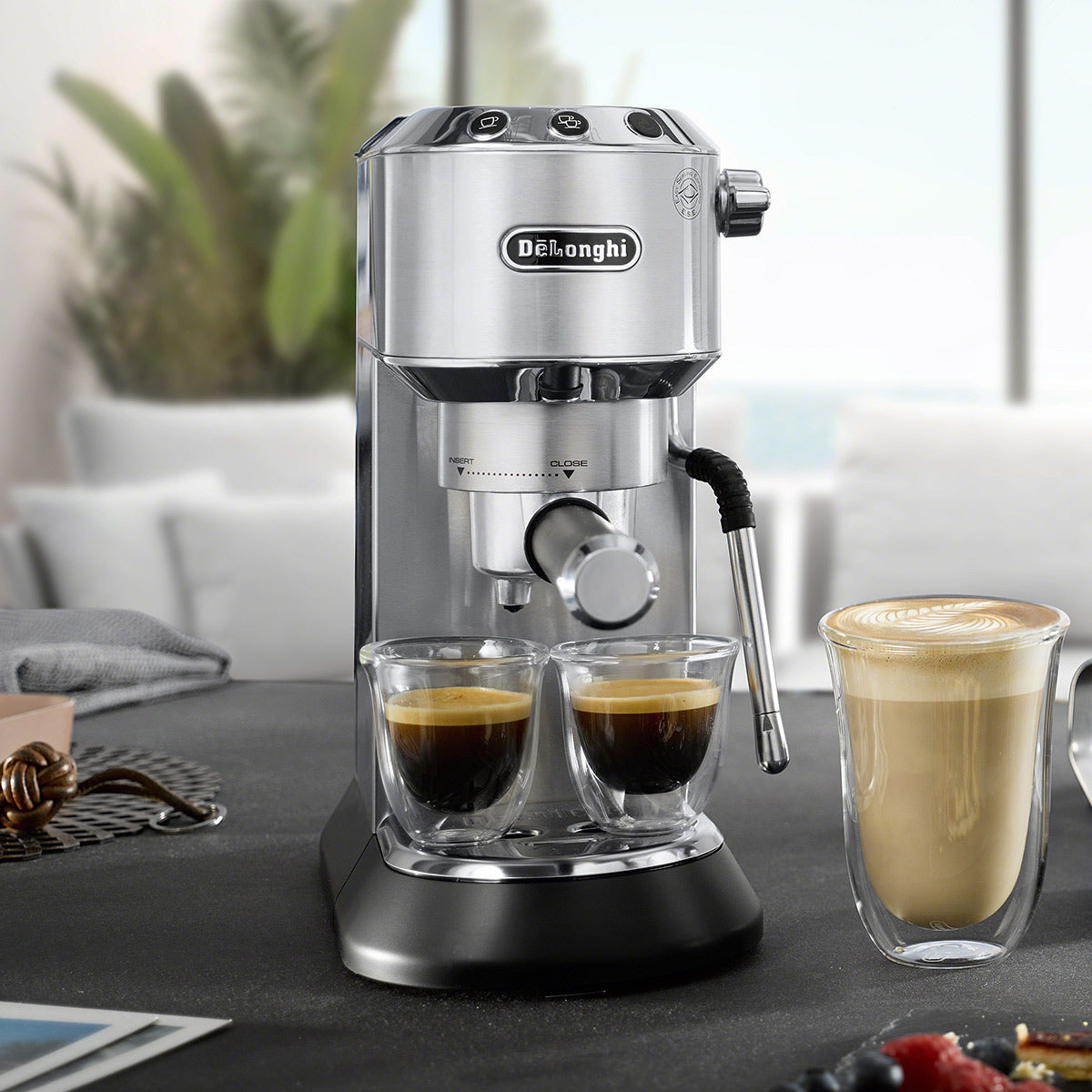 DeLonghi Dedica Arte Manual Espresso Machine - 15 Bar Pump Pressure, Stainless Steel Coffee Maker for Home & Office (EC885M) | Perfect for Latte, Cappuccino & Espresso Lovers